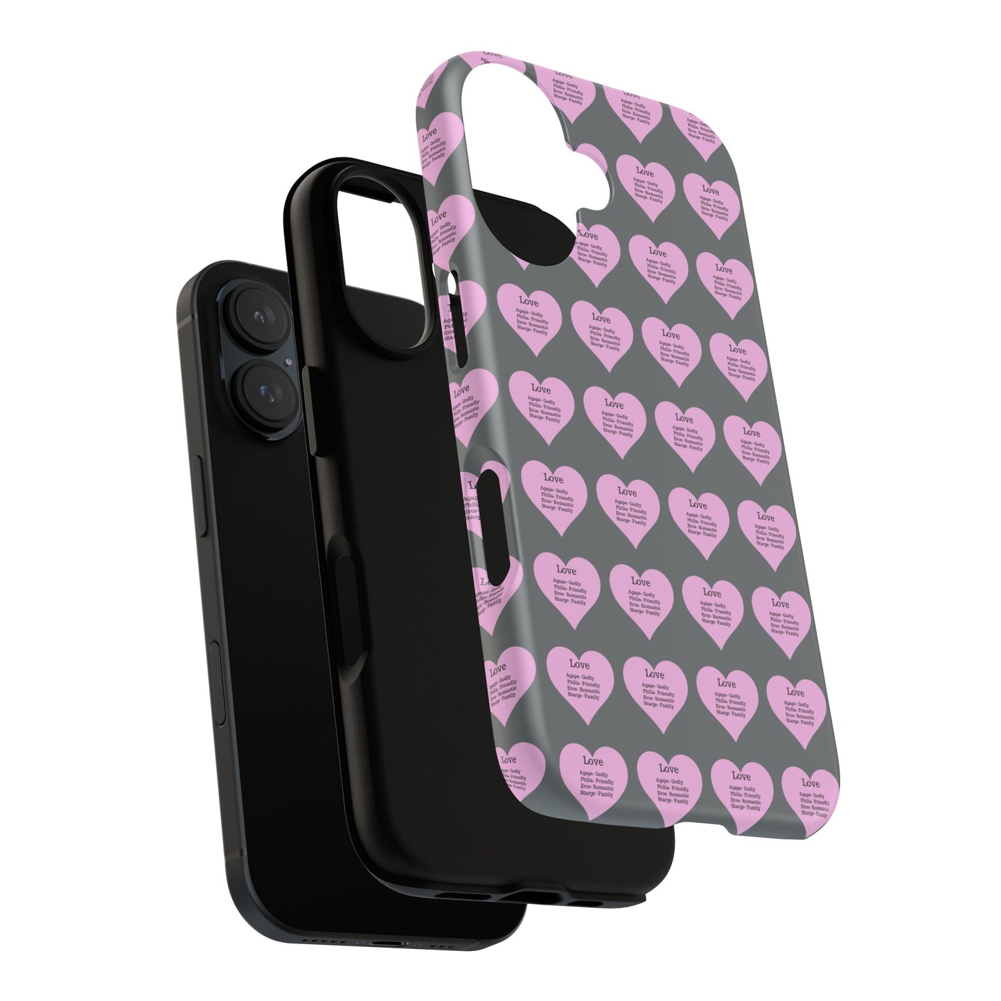 Hearts-A-Flutter Phone Case (iPhone, Google Pixel)(Dark grey)