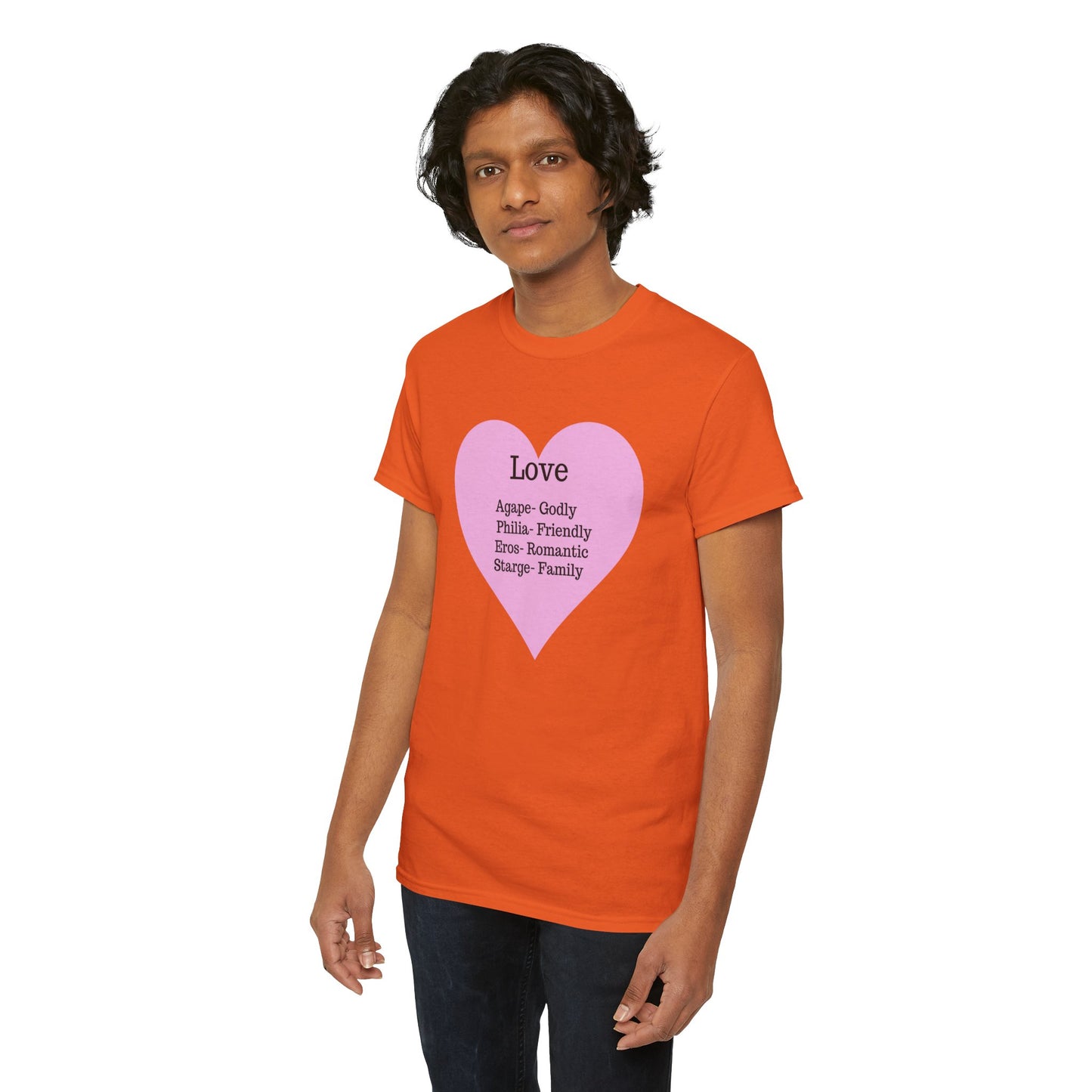 Unisex Love Heart Heavy Cotton T-Shirt - Comfortable Classic Fit Apparel