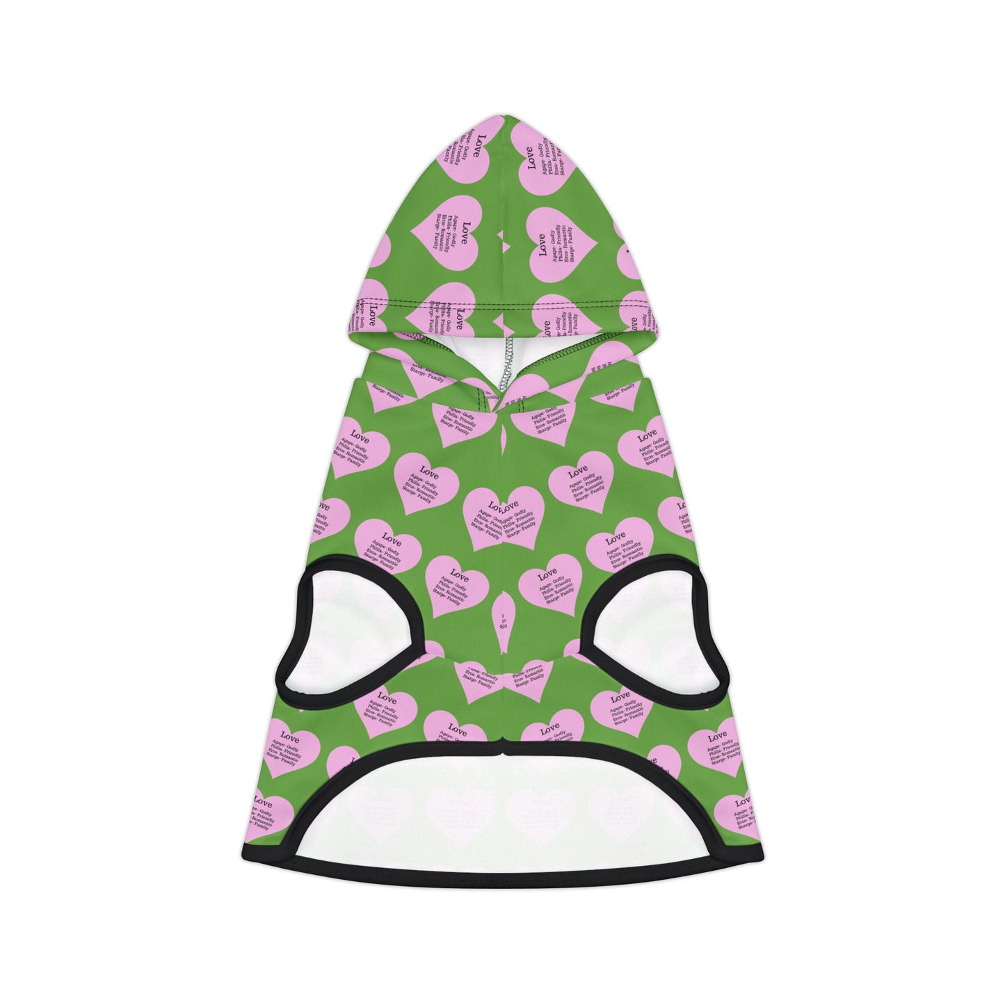 Charming Heart Pet Hoodie Pattern (Green)