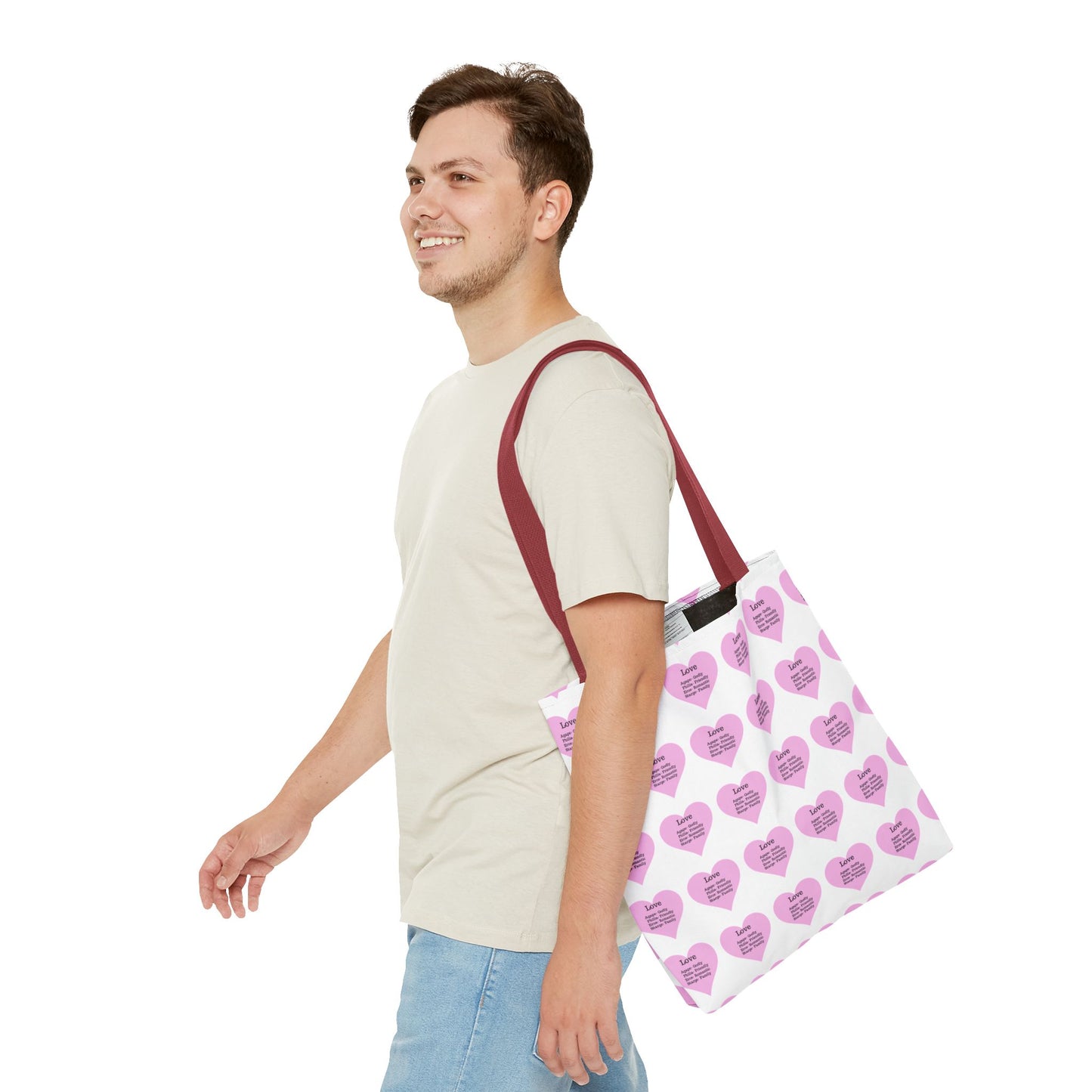 Pink Hearts Tote Bag (White)