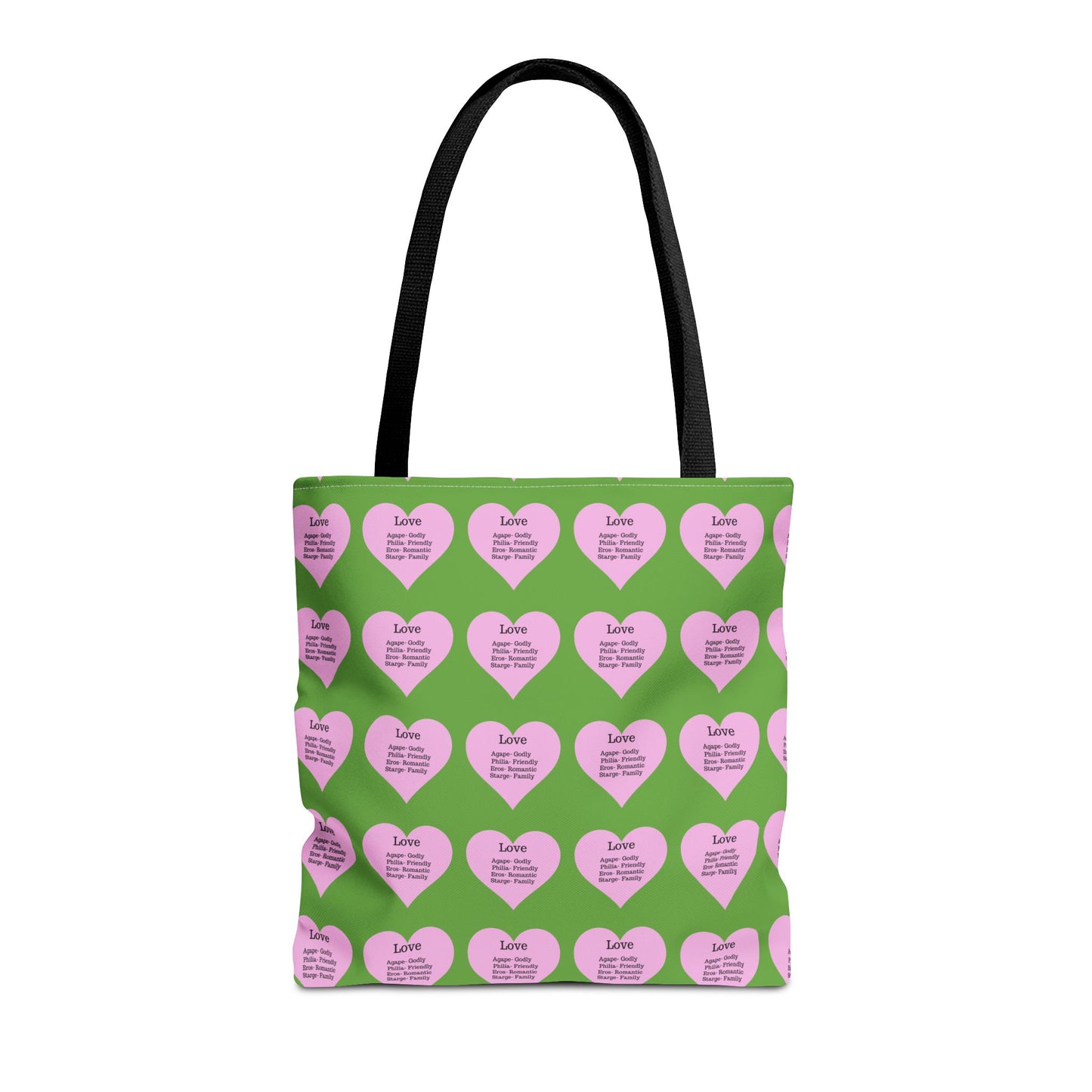 Pink Hearts Tote Bag (Green)