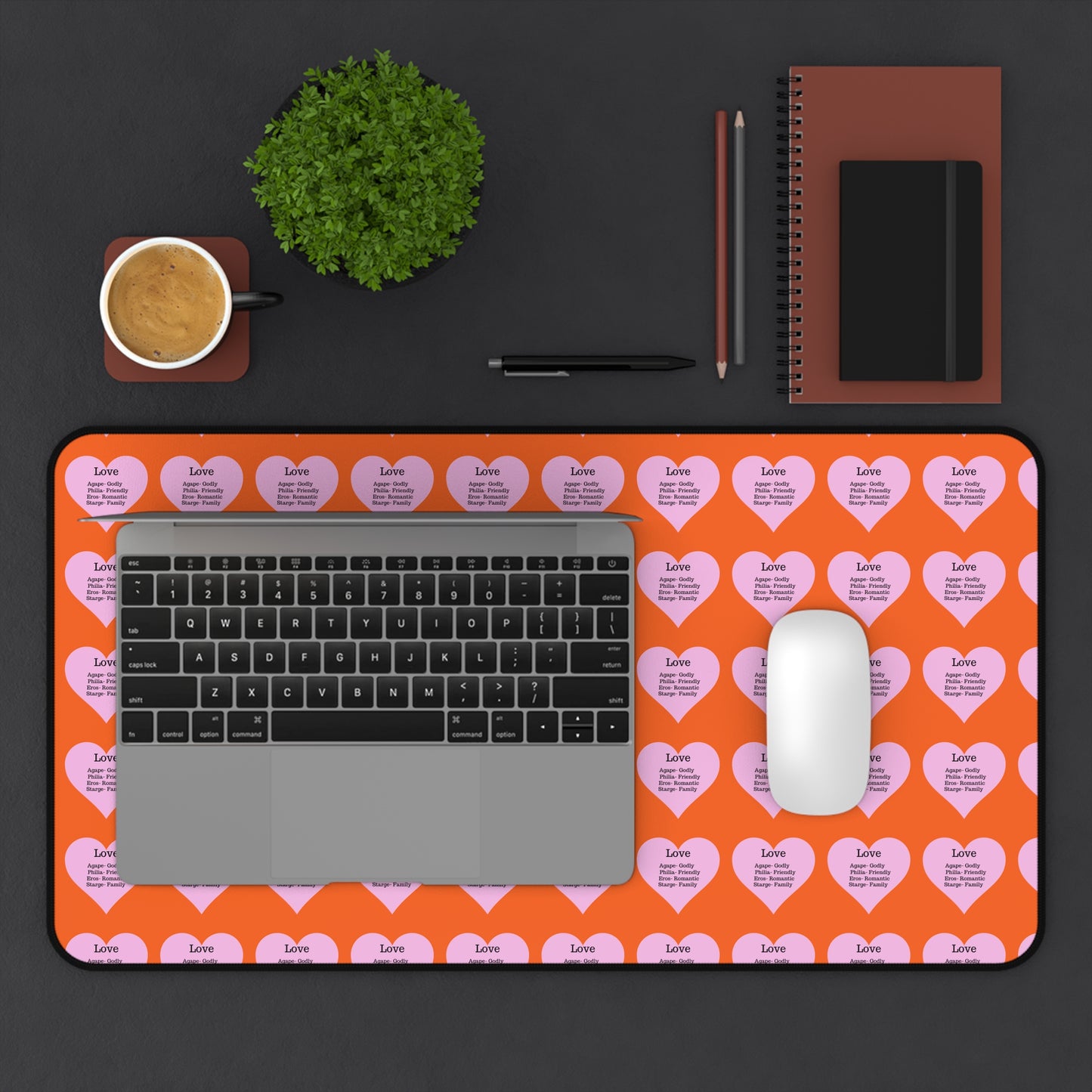 Love Hearts Desk Mat (Orange)