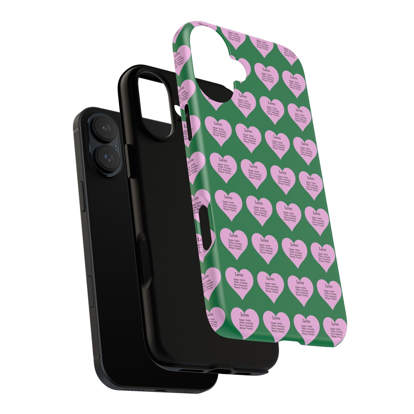 Hearts-A-Flutter Phone Case (iPhone, Google Pixel)(Dark green)