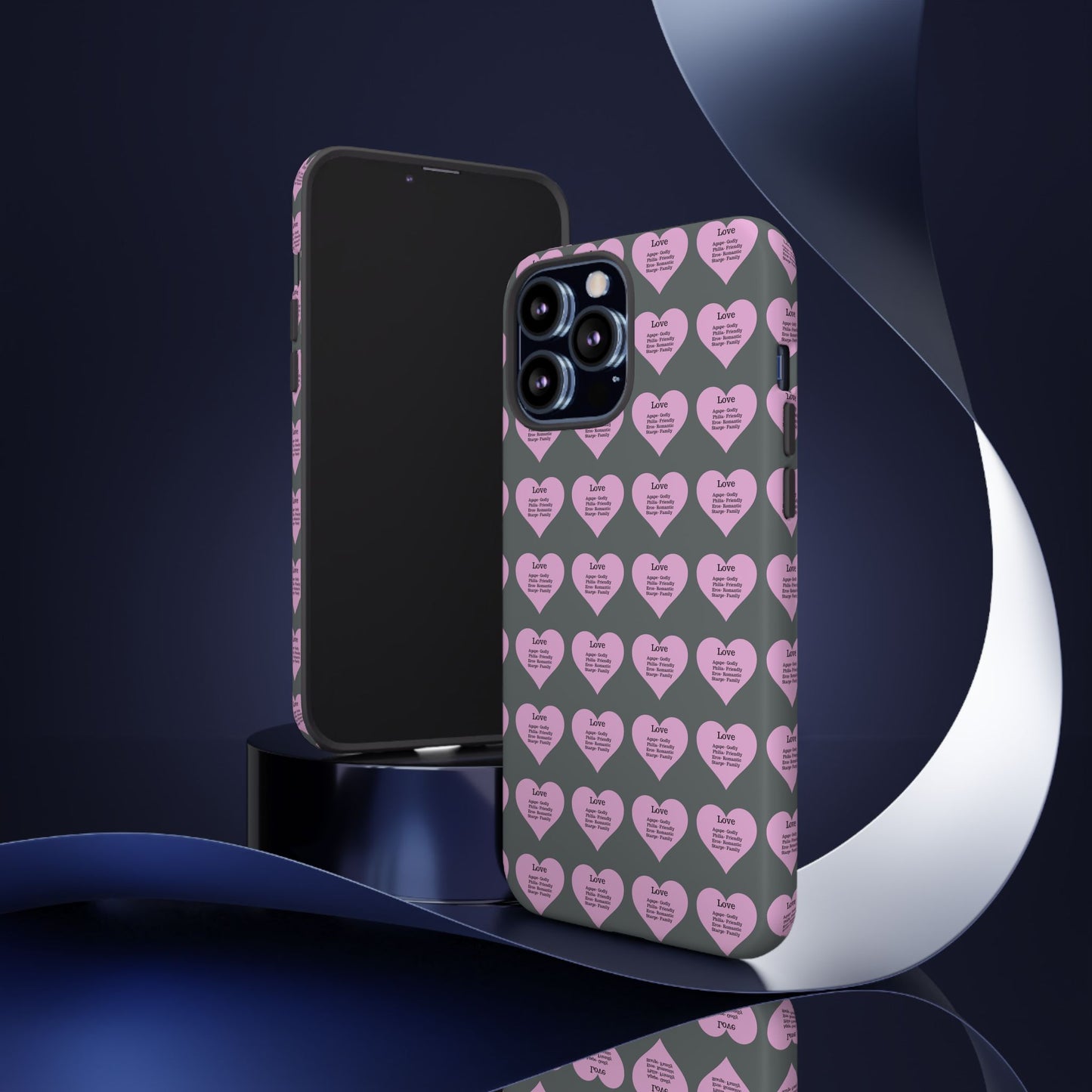 Hearts-A-Flutter Phone Case (iPhone, Google Pixel)(Dark grey)