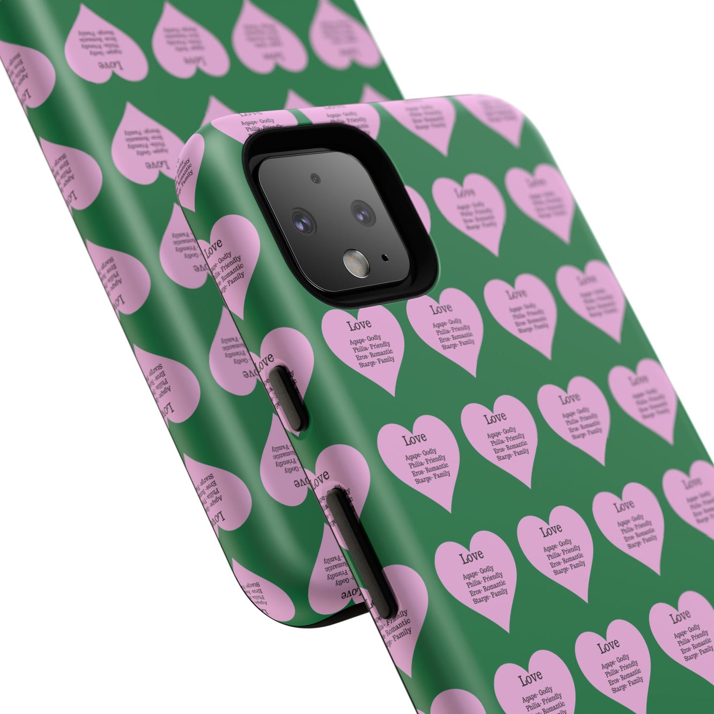 Hearts-A-Flutter Phone Case (iPhone, Google Pixel)(Dark green)