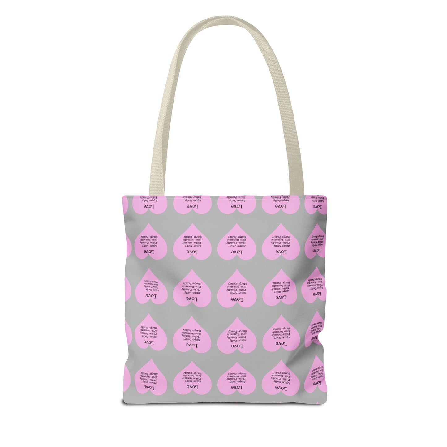 Pink Hearts Tote Bag (Light grey)