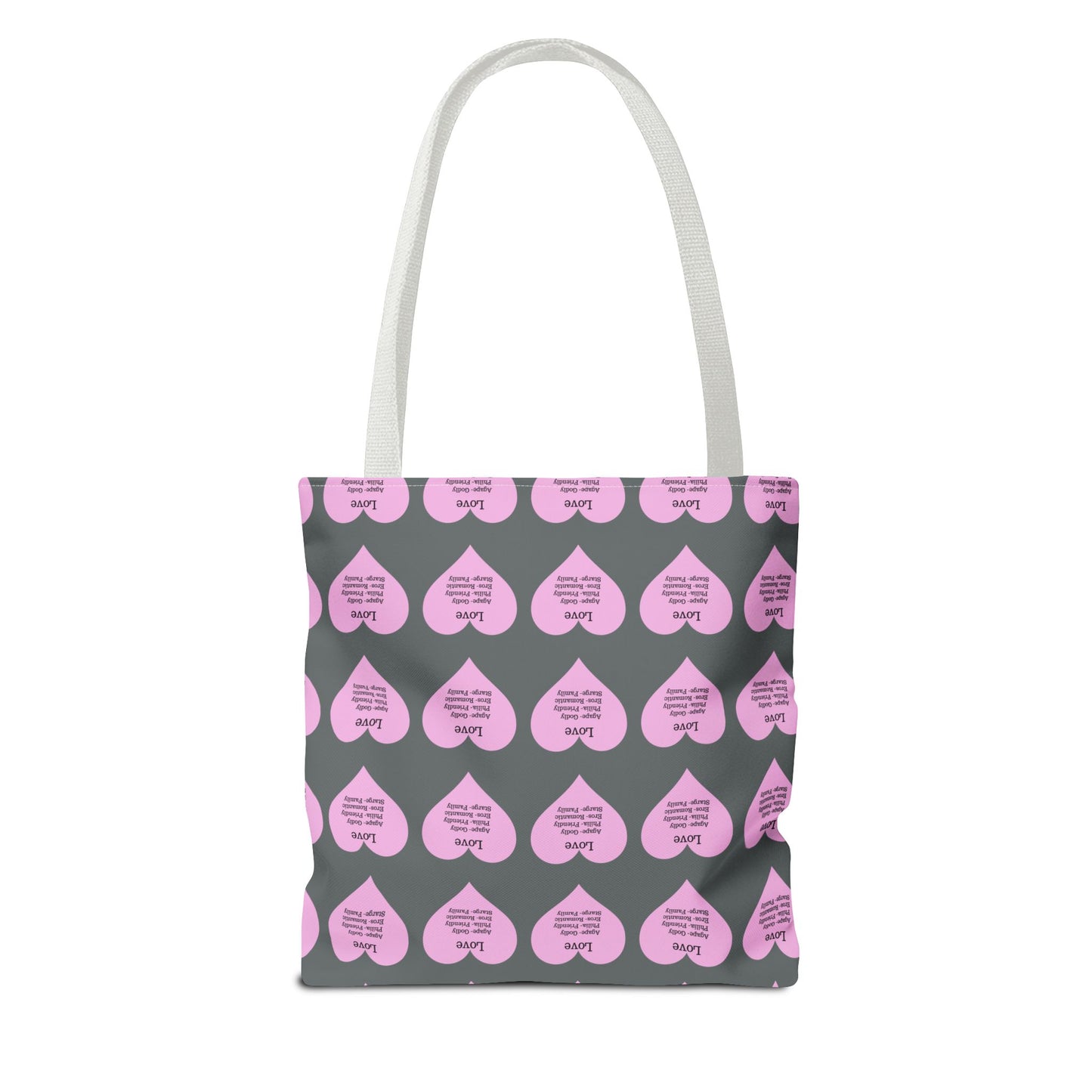 Pink Hearts Tote Bag (Dark grey)