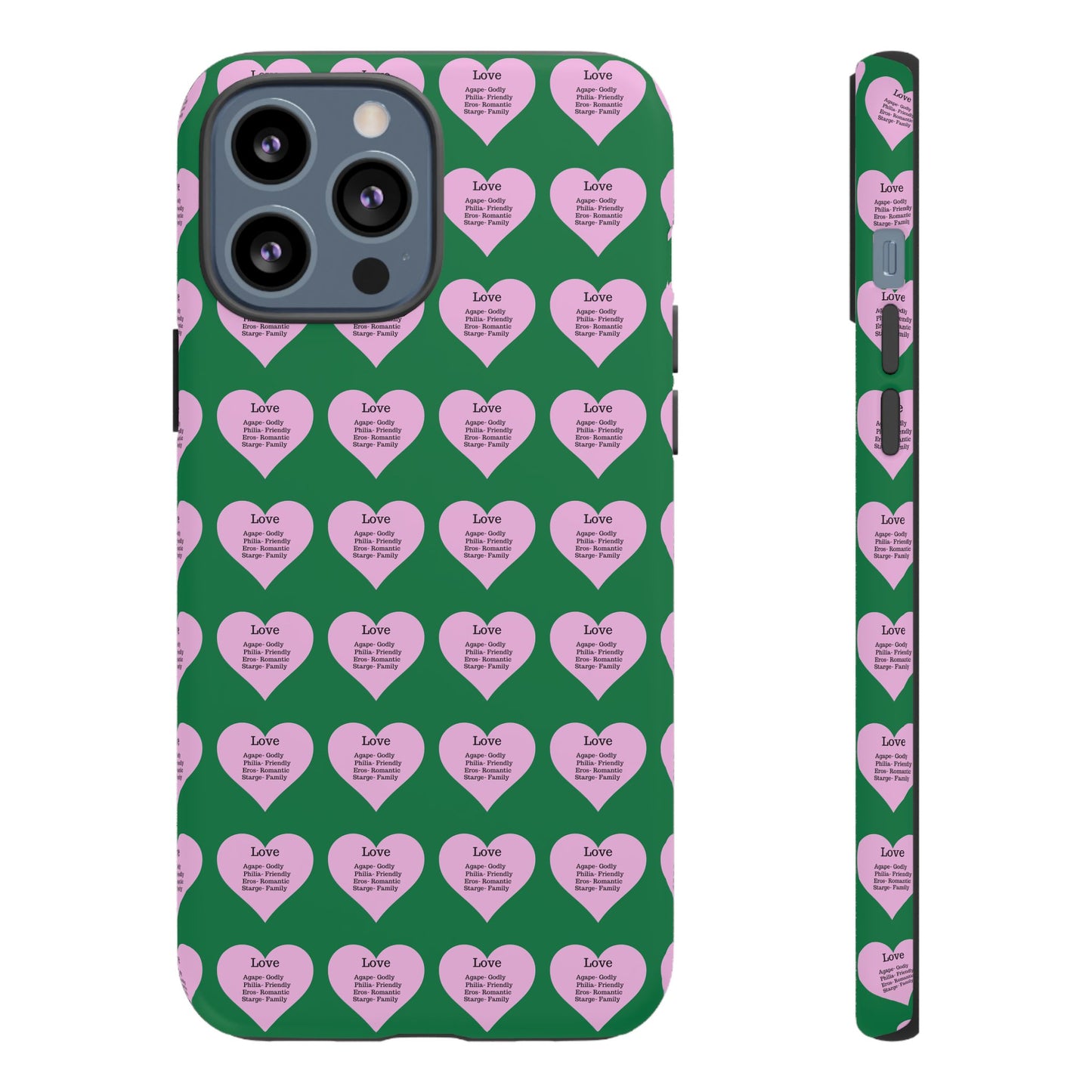 Hearts-A-Flutter Phone Case (iPhone, Google Pixel)(Dark green)