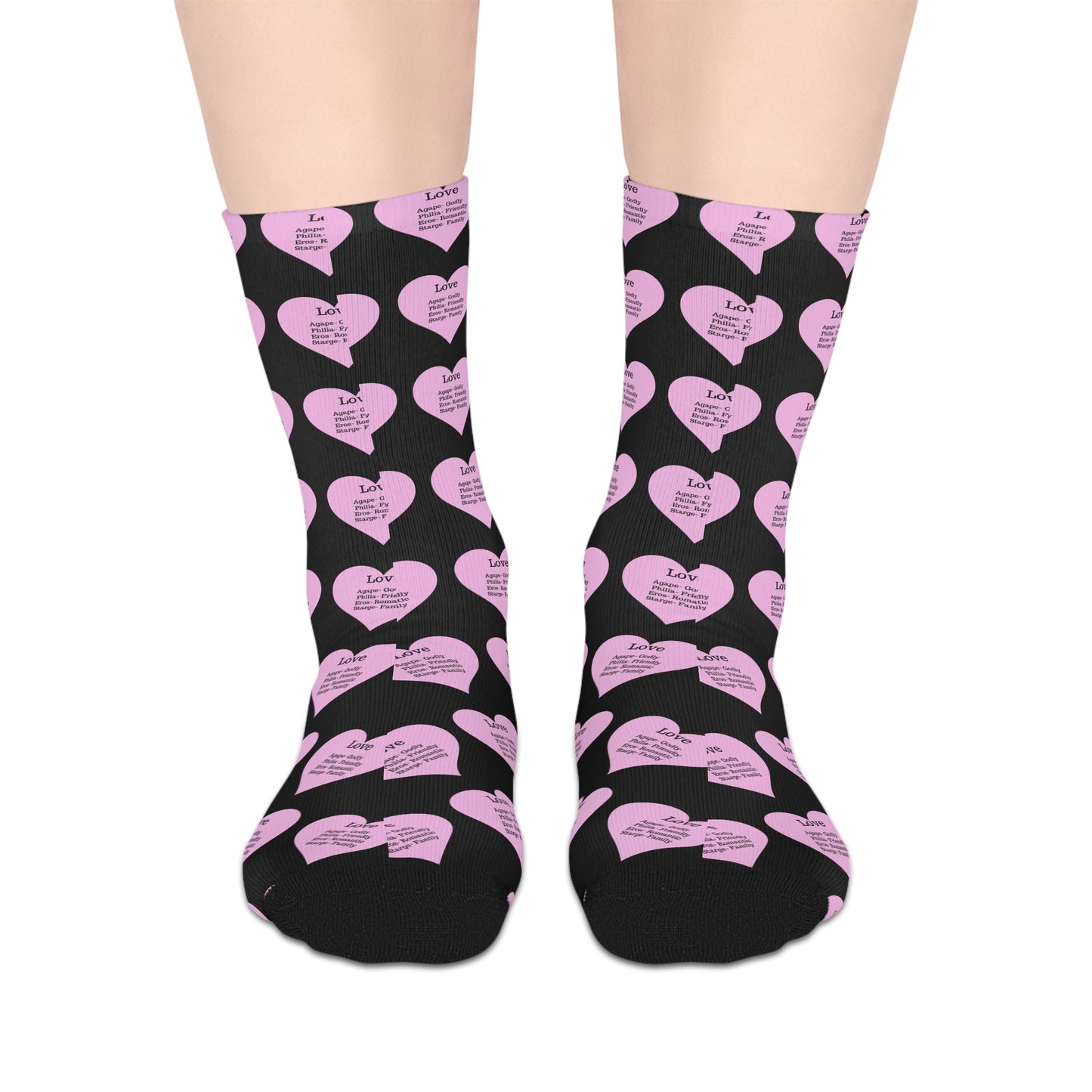 The Love Hearts Mid-Length Socks (Black)