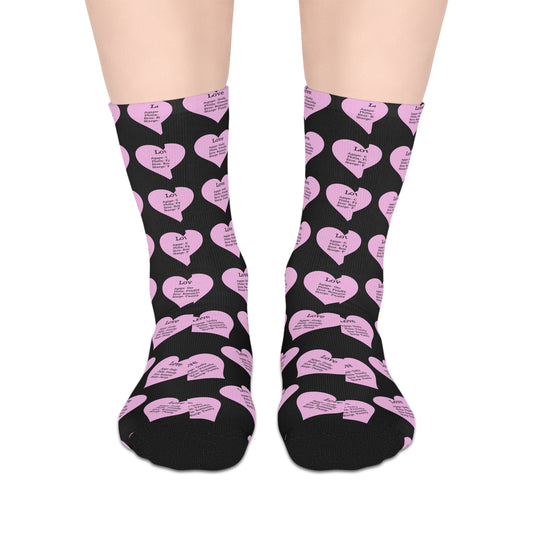 The Love Hearts Mid-Length Socks (Black)