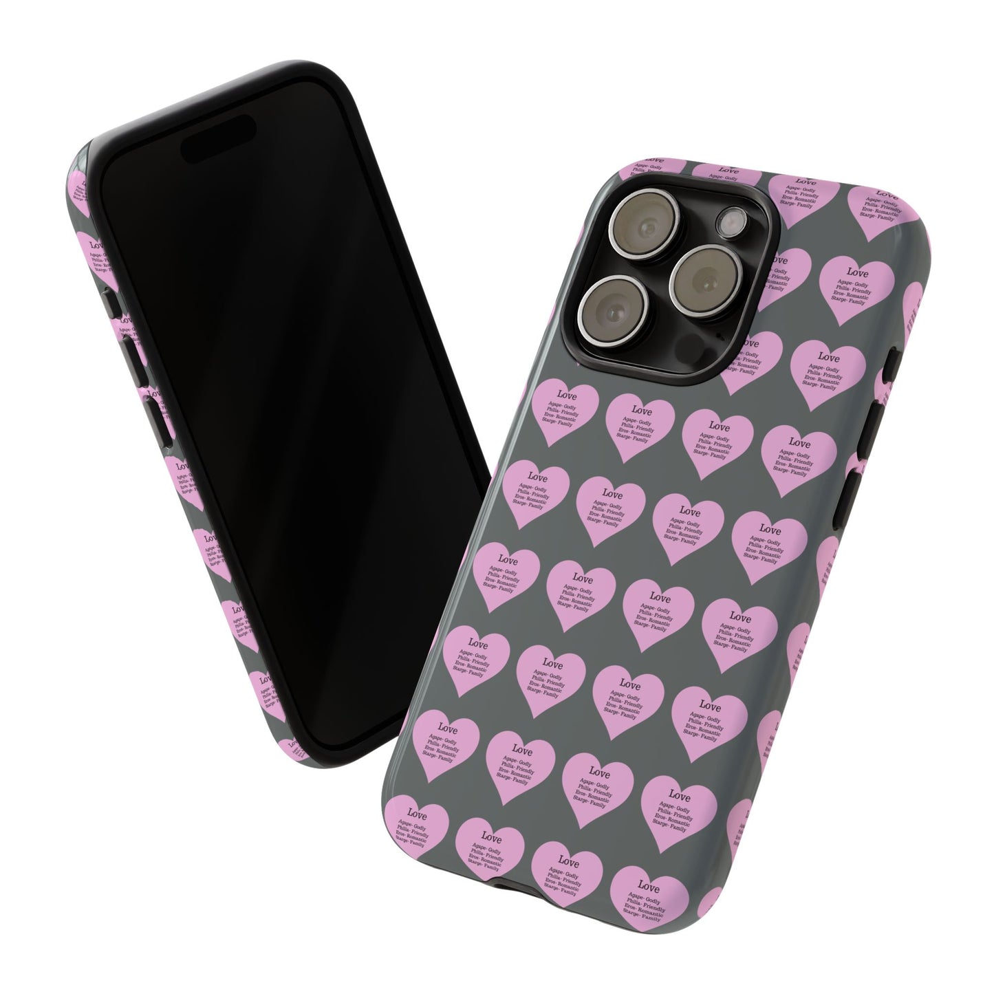 Hearts-A-Flutter Phone Case (iPhone, Google Pixel)(Dark grey)