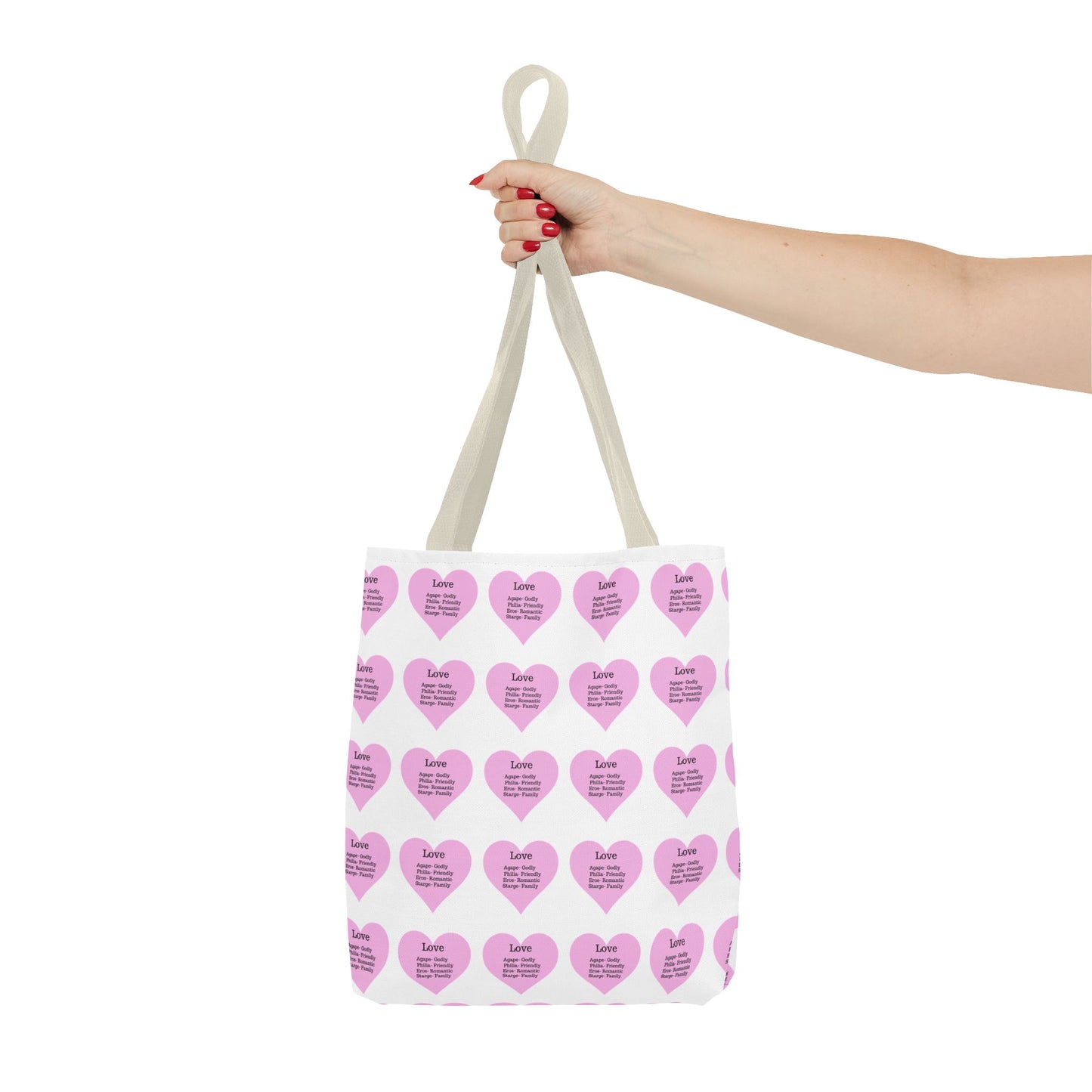 Pink Hearts Tote Bag (White)