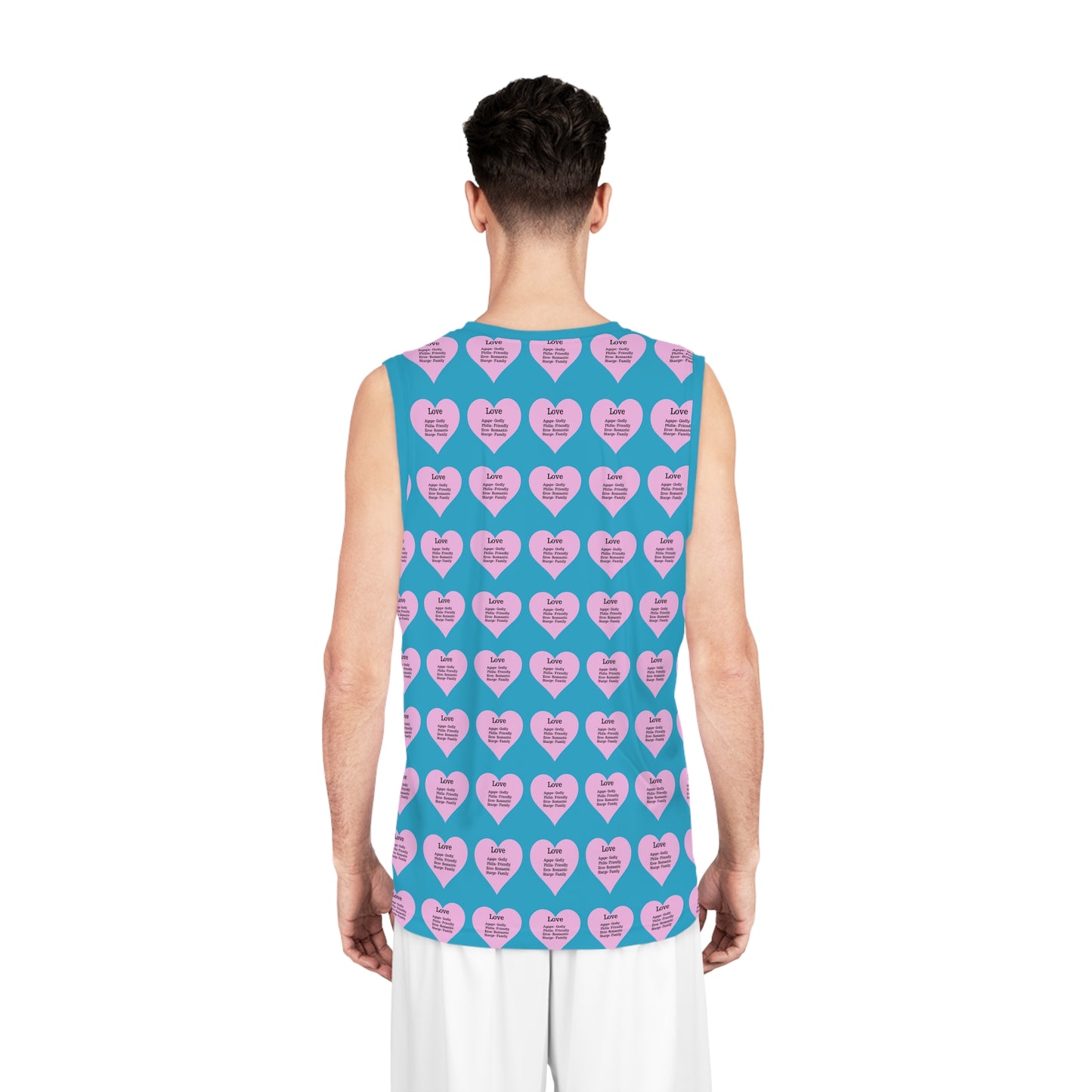 Love Heart All-Over-Print Basketball Jersey (Turquoise)