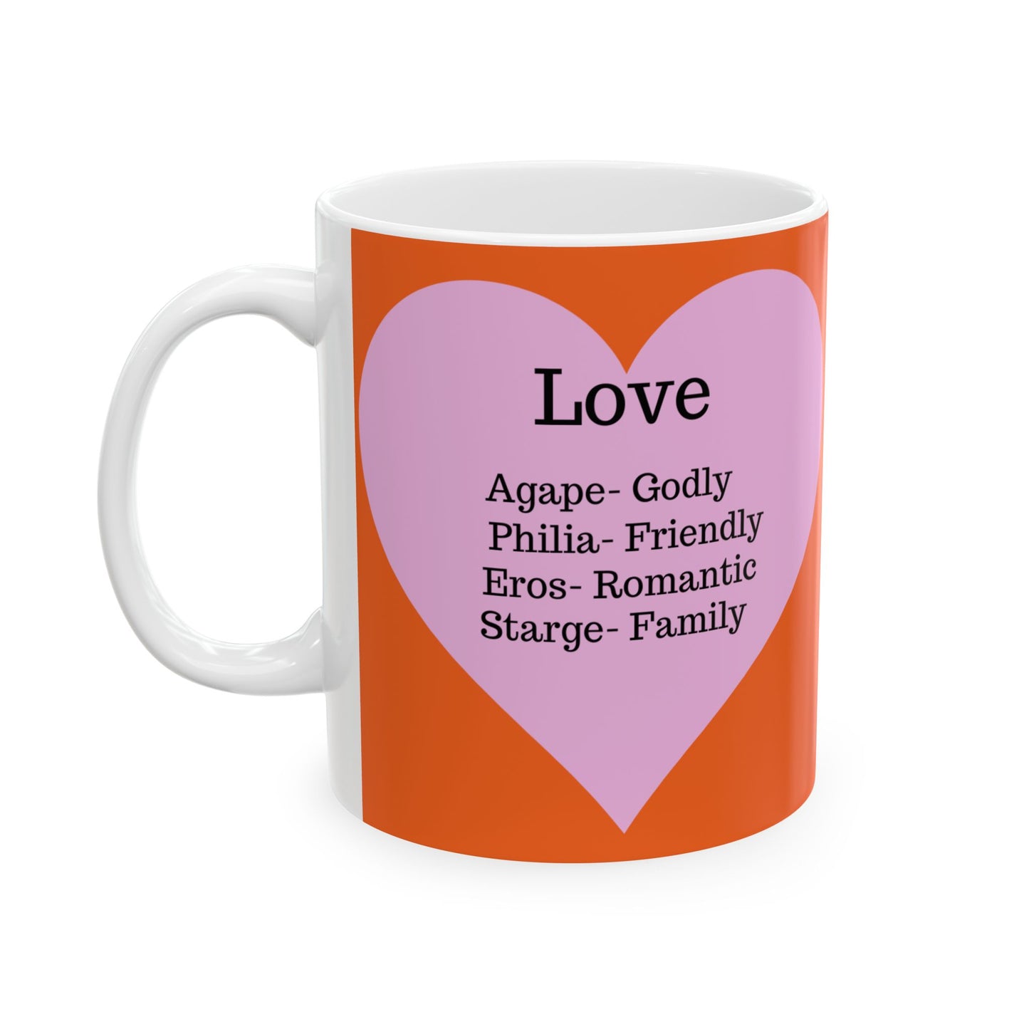 Charming Heart Ceramic Coffee Mug (Orange)