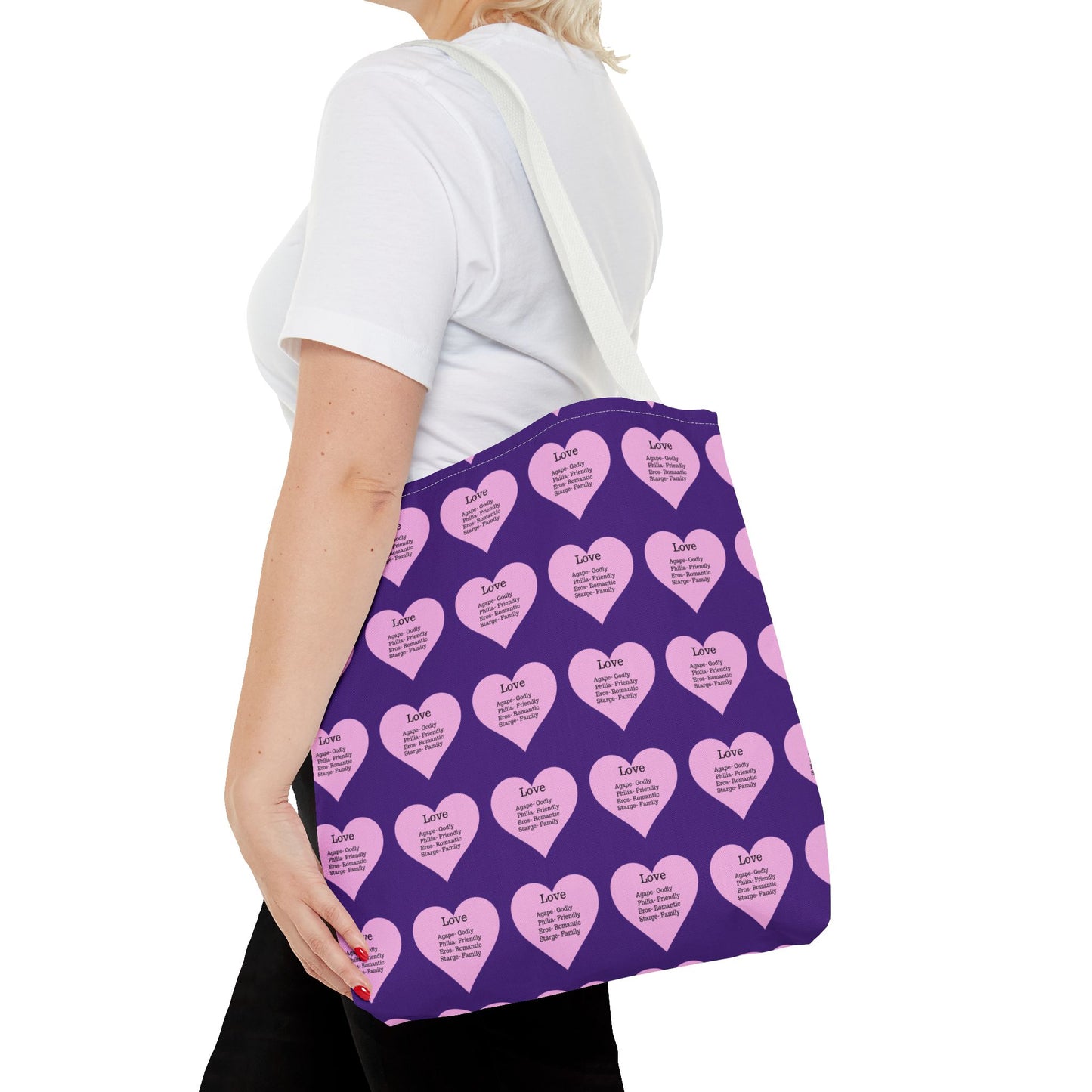 Pink Hearts Tote Bag (Purple)