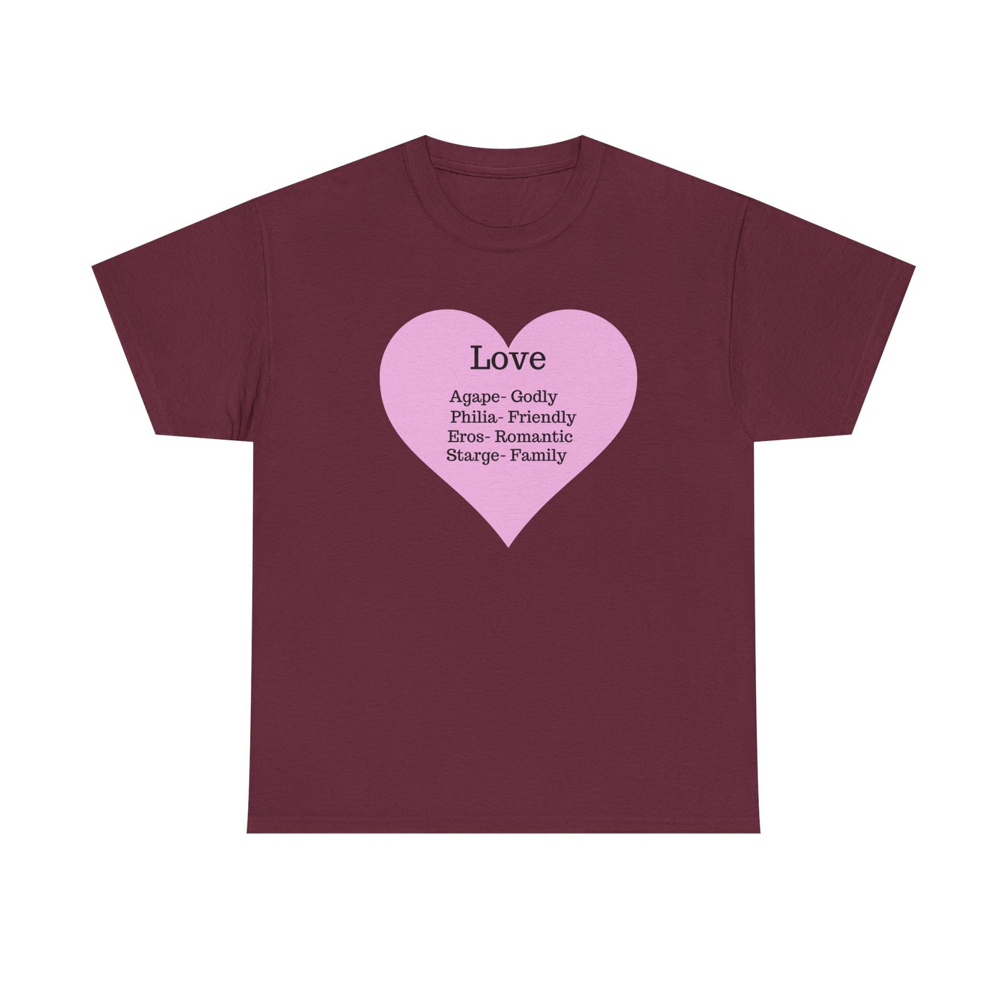 Unisex Love Heart Heavy Cotton T-Shirt - Comfortable Classic Fit Apparel