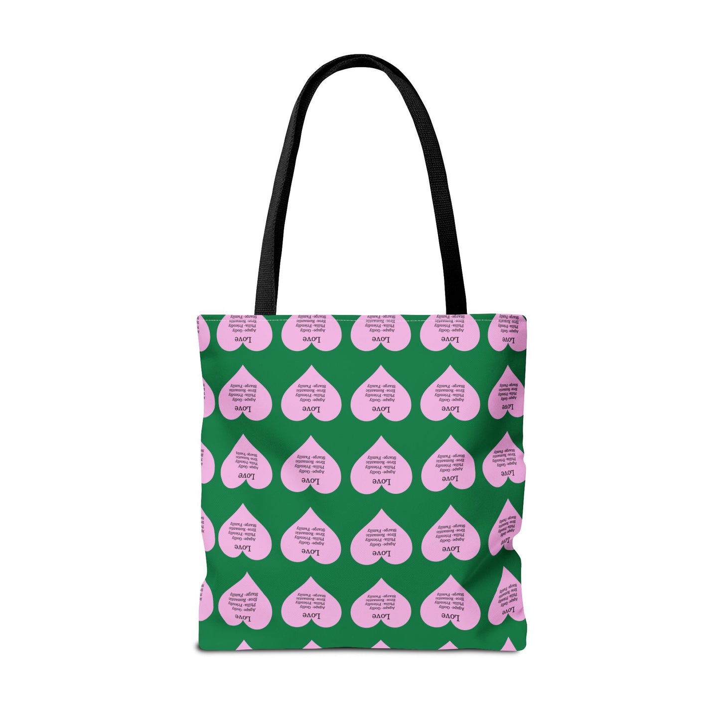 Pink Hearts Tote Bag (Dark green)