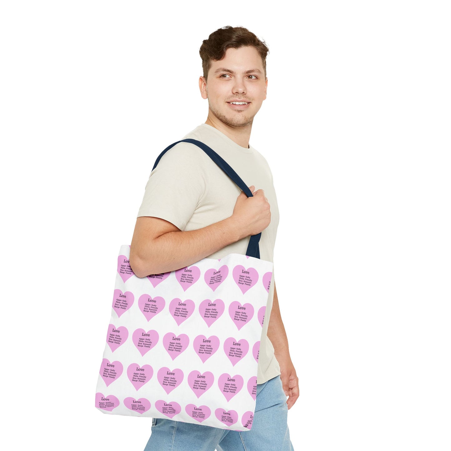 Pink Hearts Tote Bag (White)