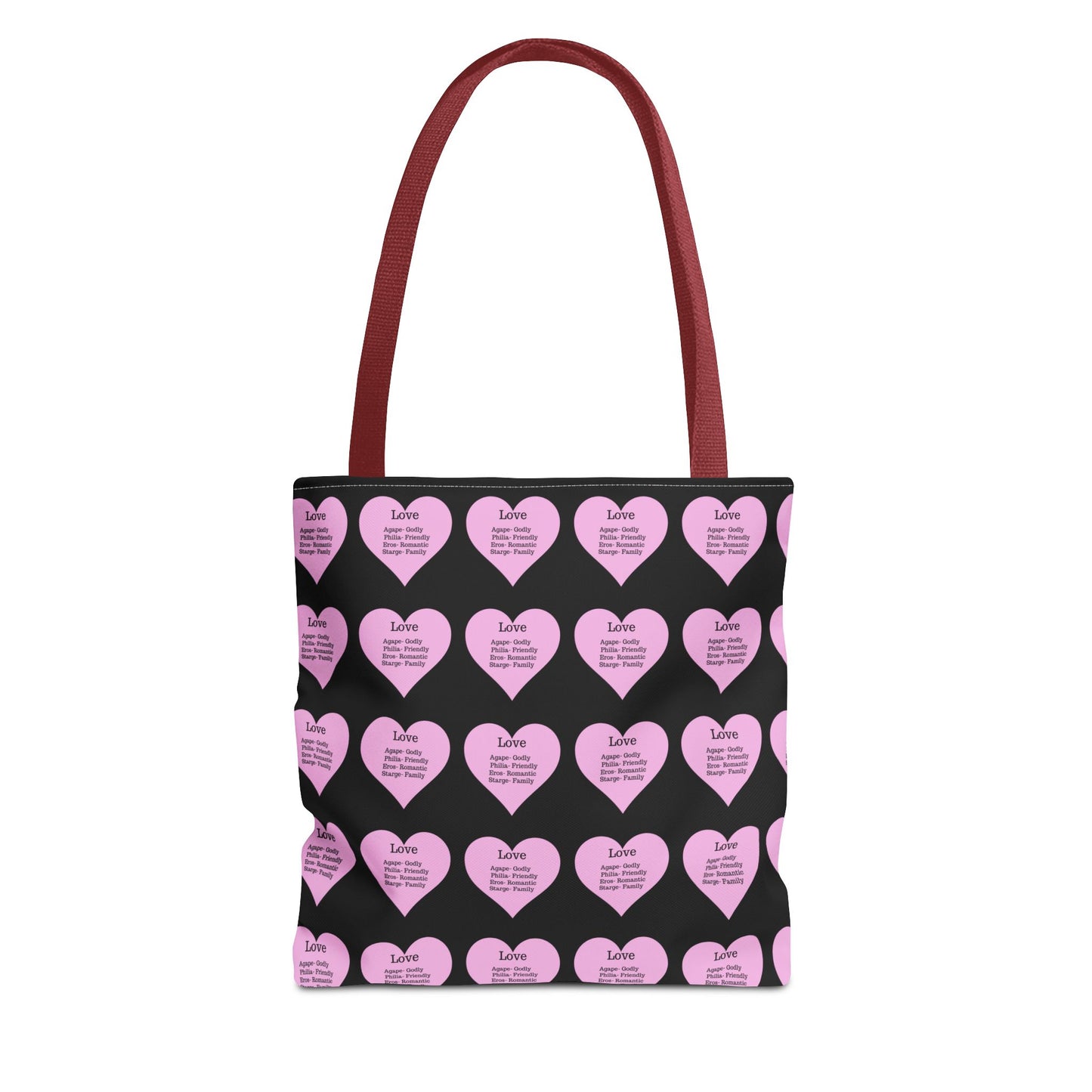 Pink Hearts Tote Bag (Black)