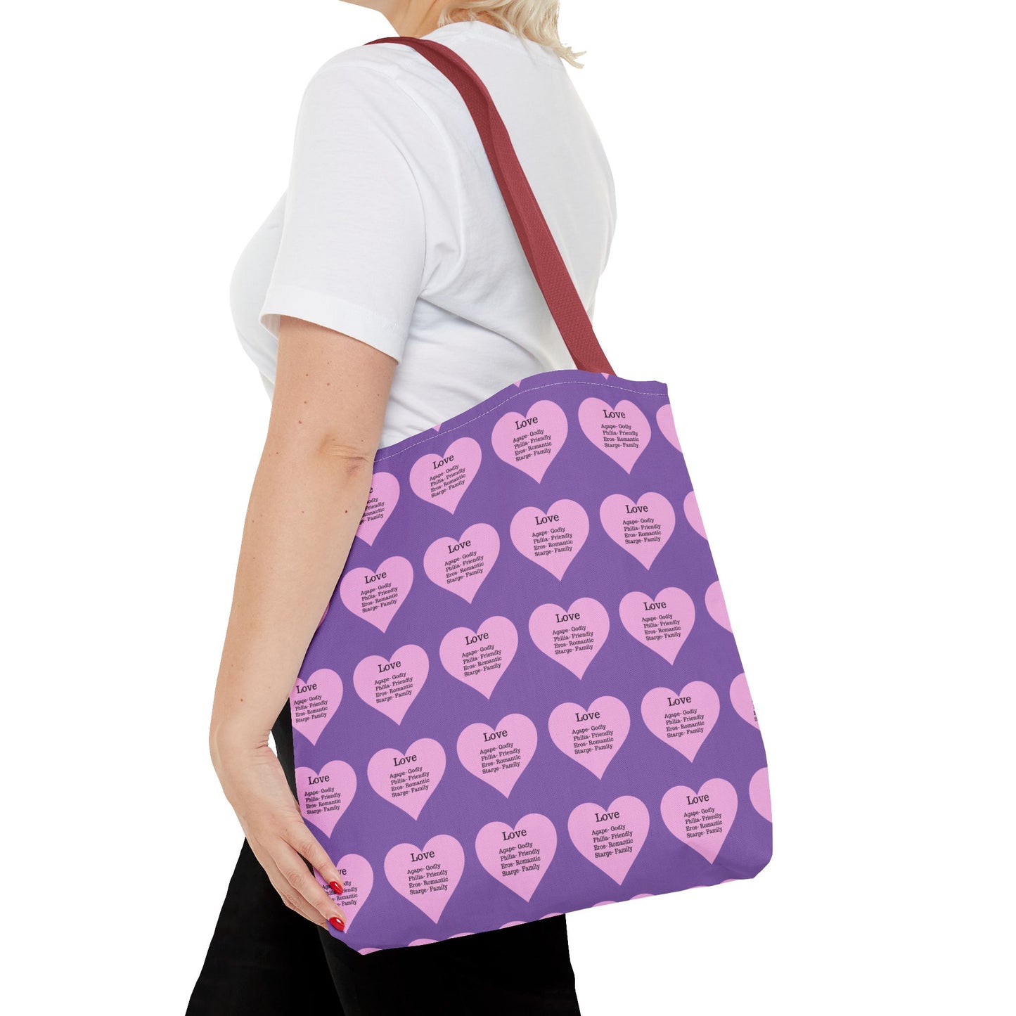 Pink Hearts Tote Bag (Light purple)