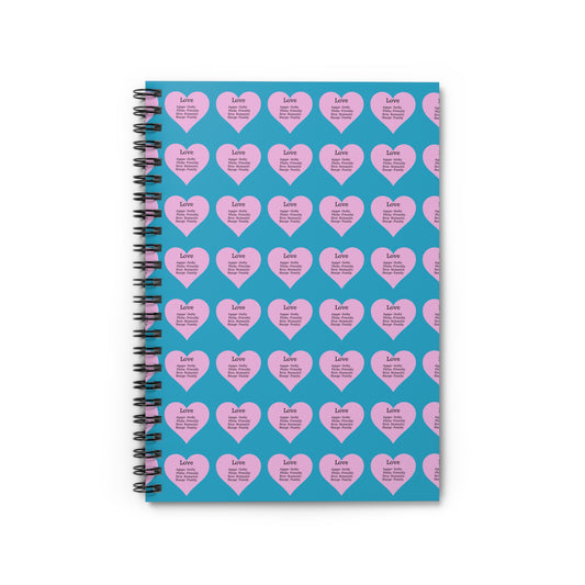 Charming Heart Spiral Notebook Pattern - Ruled Pages (Turquoise)