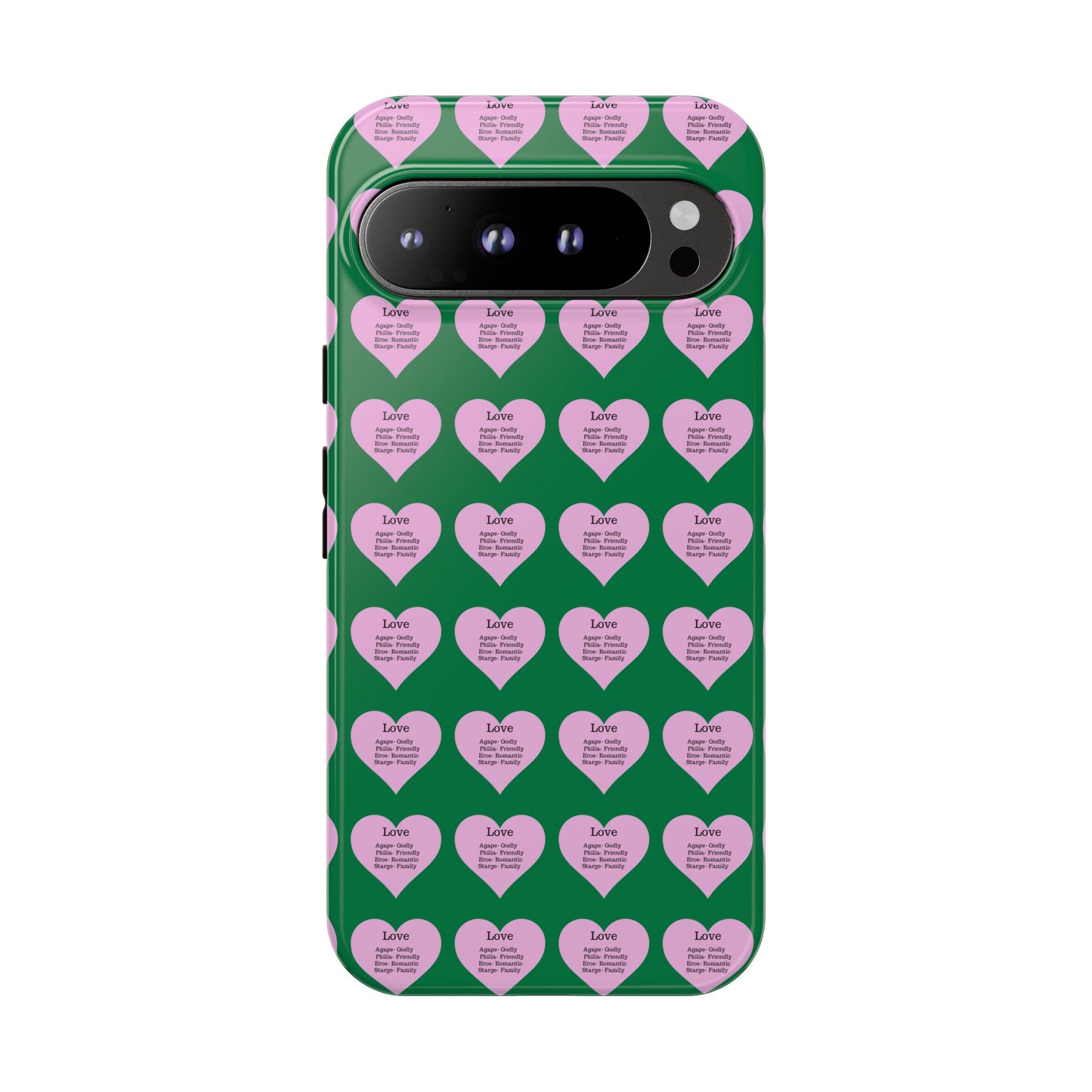 Hearts-A-Flutter Phone Case (iPhone, Google Pixel)(Dark green)