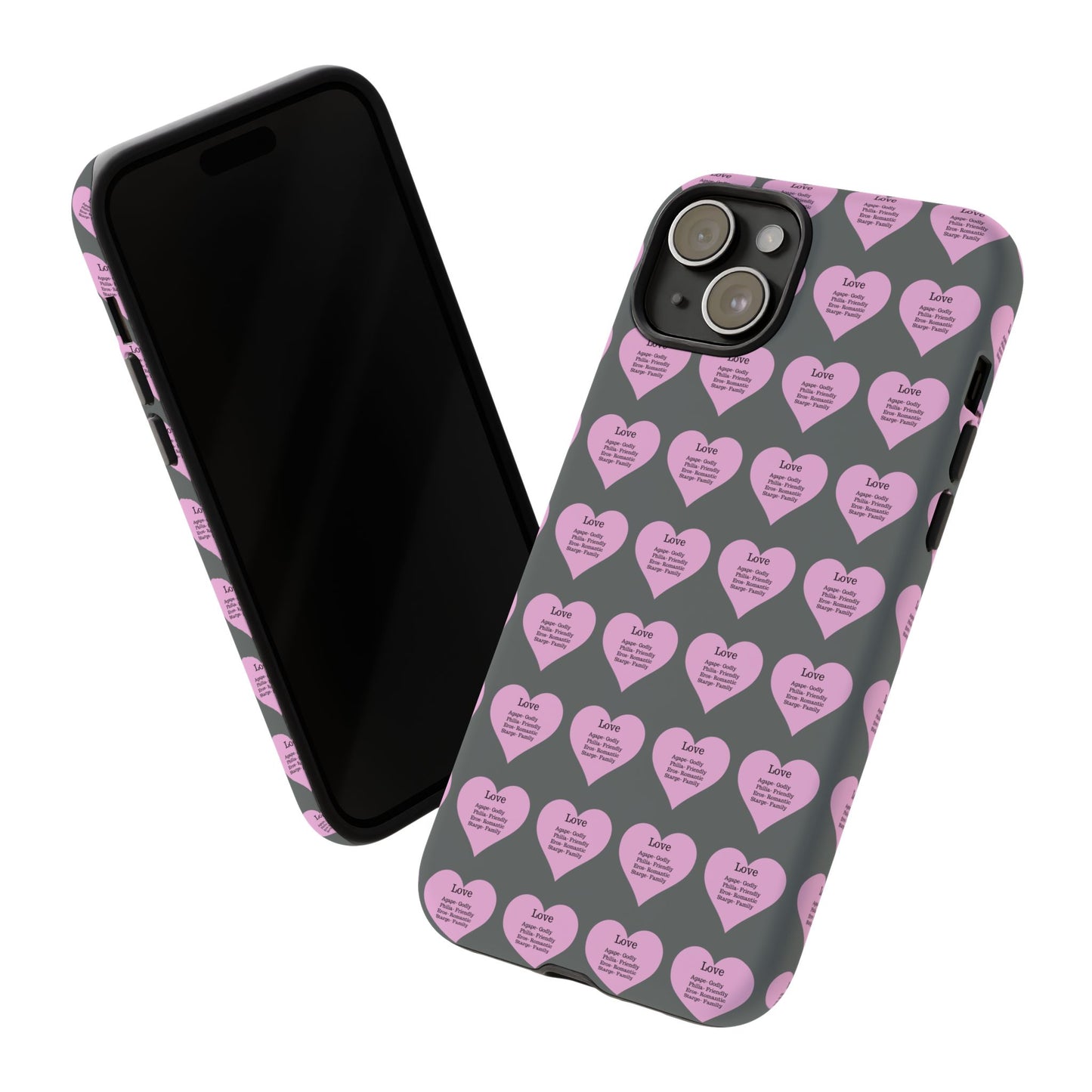 Hearts-A-Flutter Phone Case (iPhone, Google Pixel)(Dark grey)