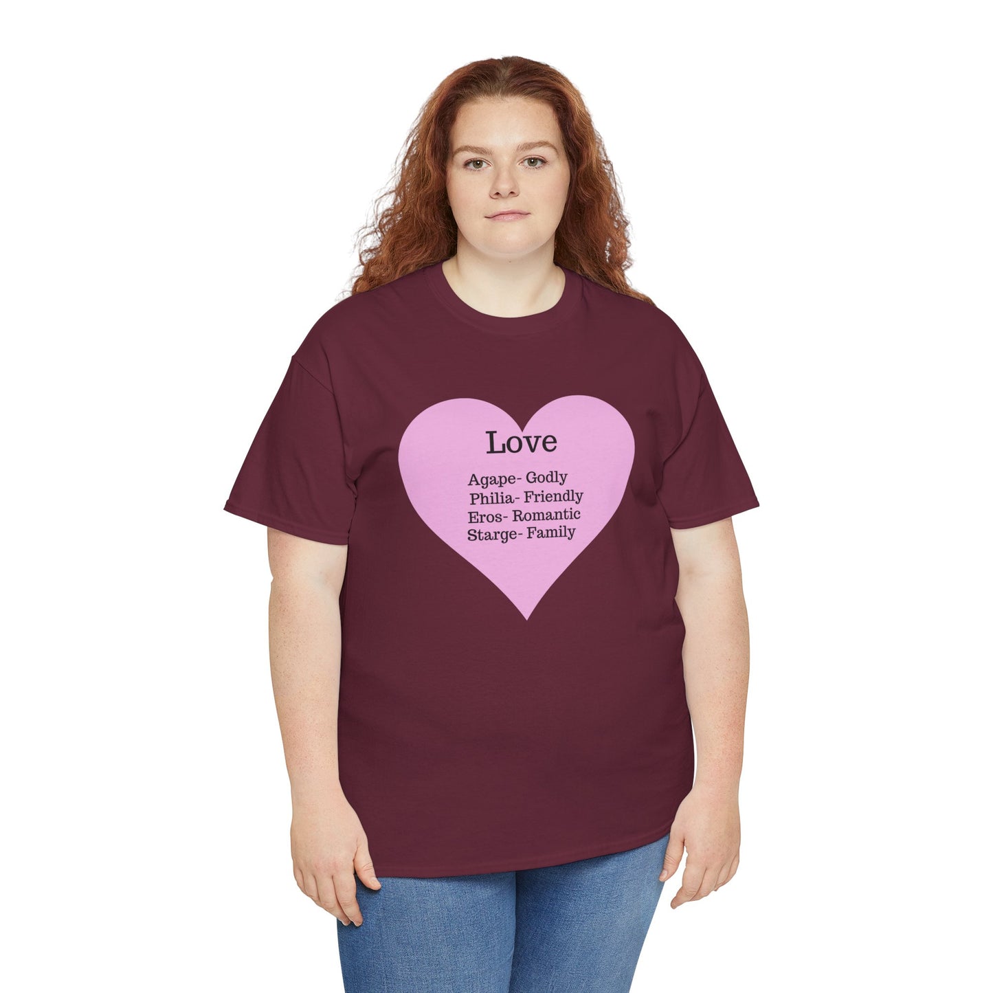 Unisex Love Heart Heavy Cotton T-Shirt - Comfortable Classic Fit Apparel
