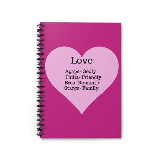 Charming Heart Spiral Notebook - Ruled Pages (Pink)