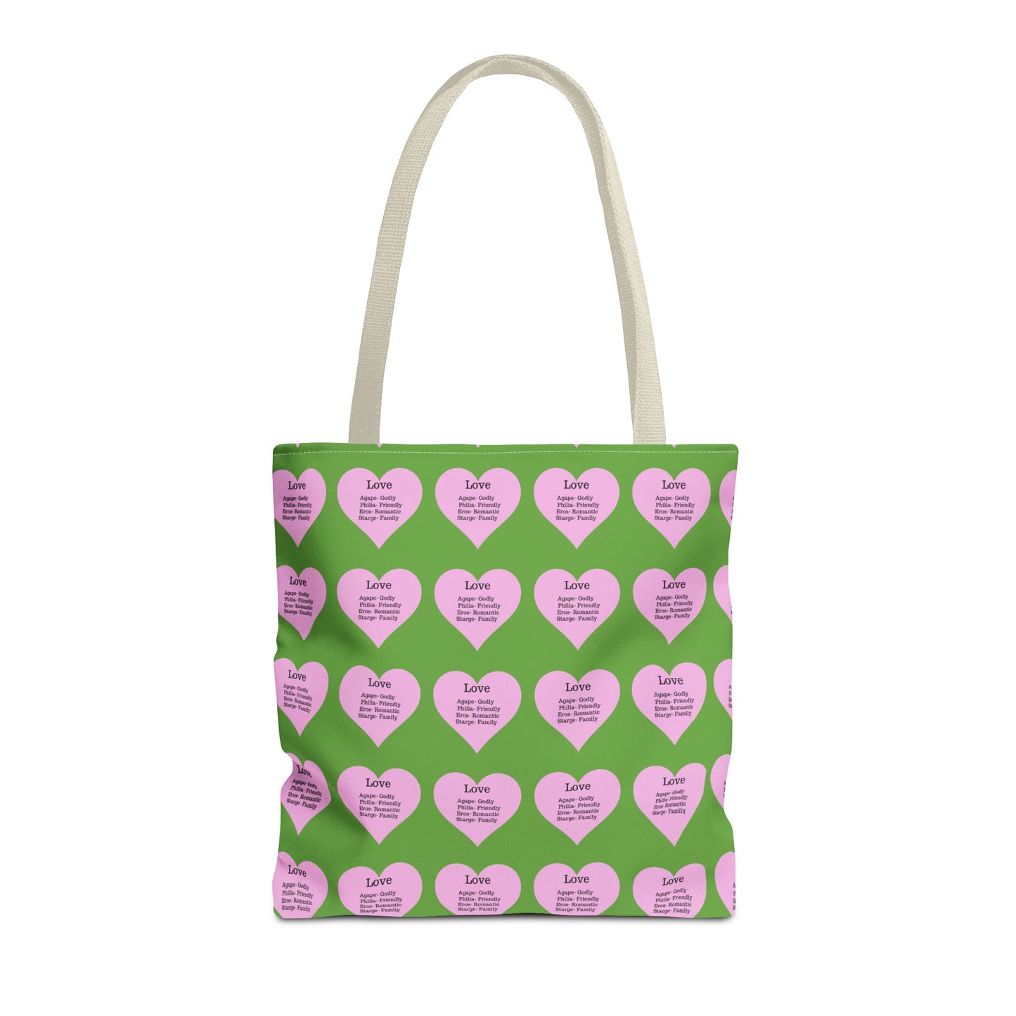Pink Hearts Tote Bag (Green)