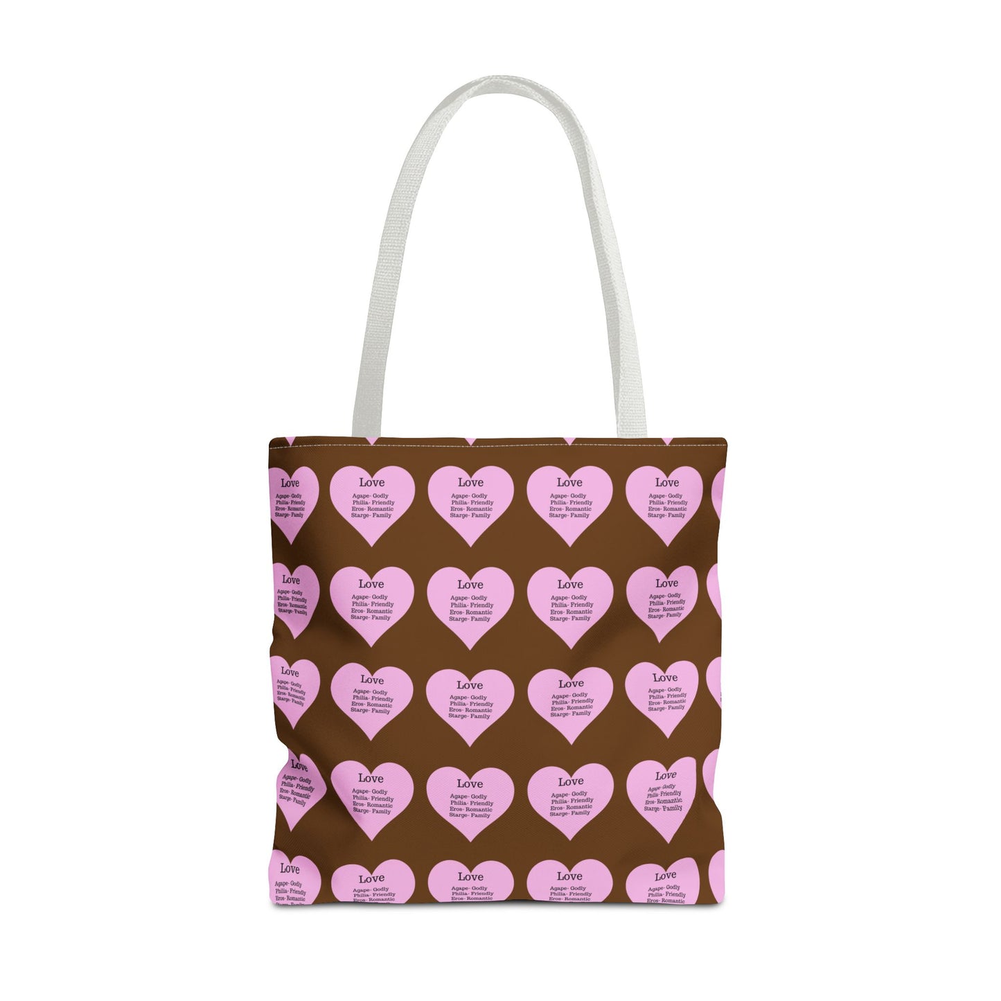 Pink Hearts Tote Bag (Brown)