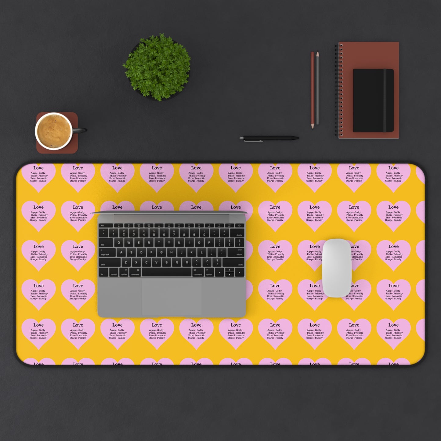 Love Hearts Desk Mat (Yellow)