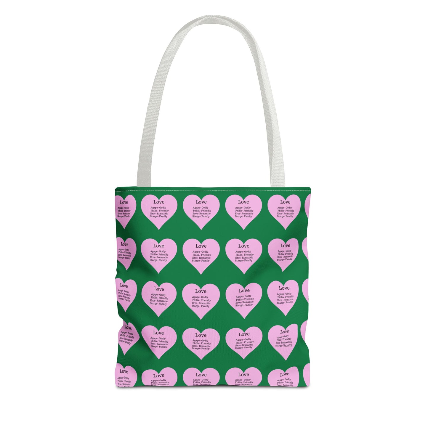 Pink Hearts Tote Bag (Dark green)