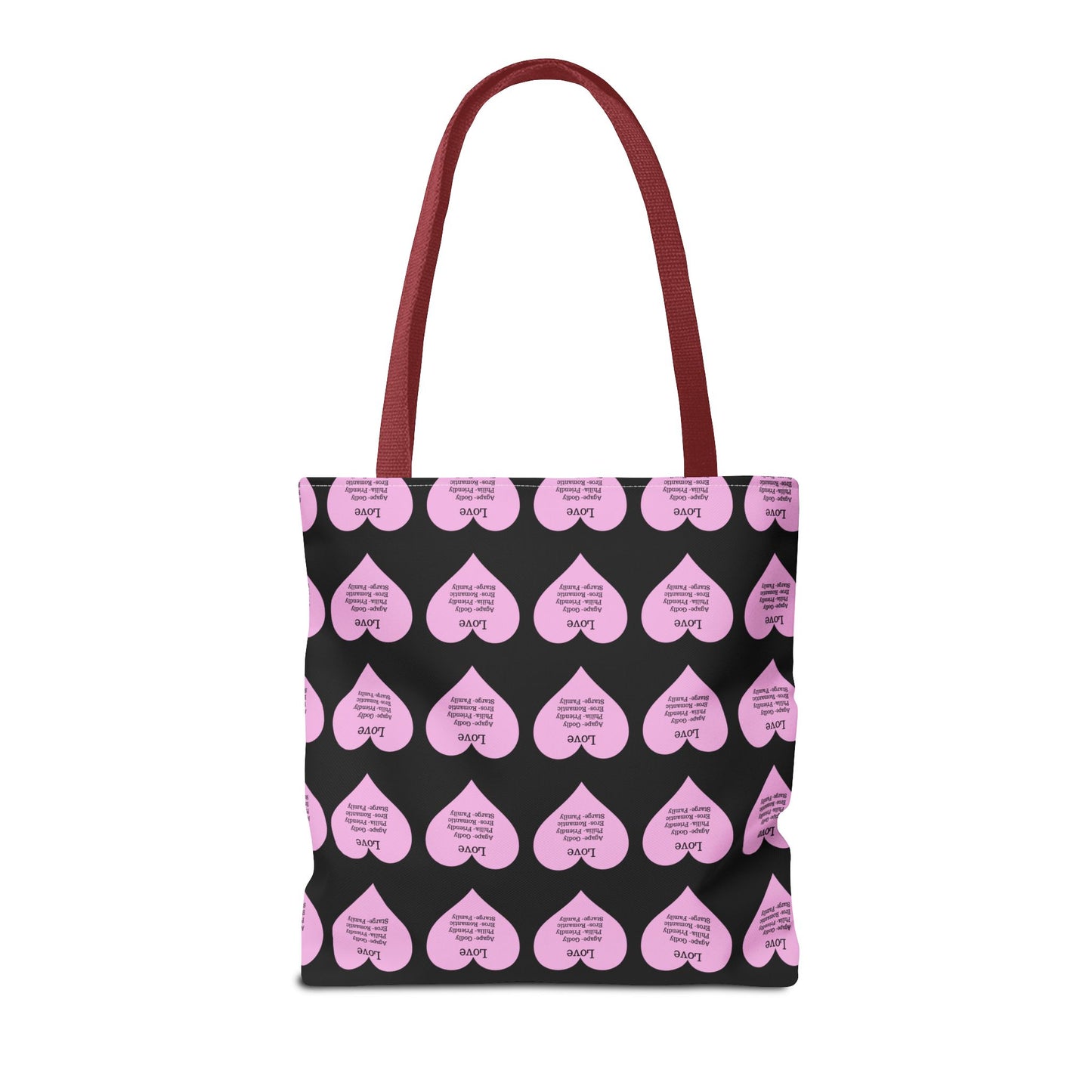 Pink Hearts Tote Bag (Black)