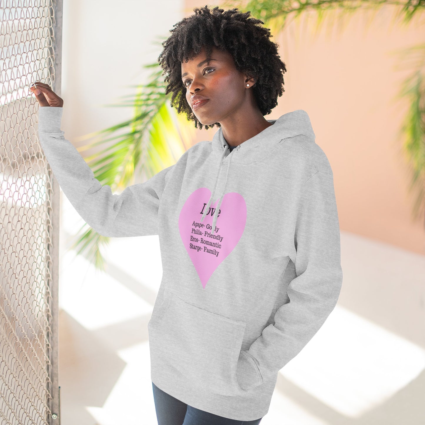 Cozy Heartfelt Love Fleece Hoodie | Soft Three-Panel Everyday Comfort