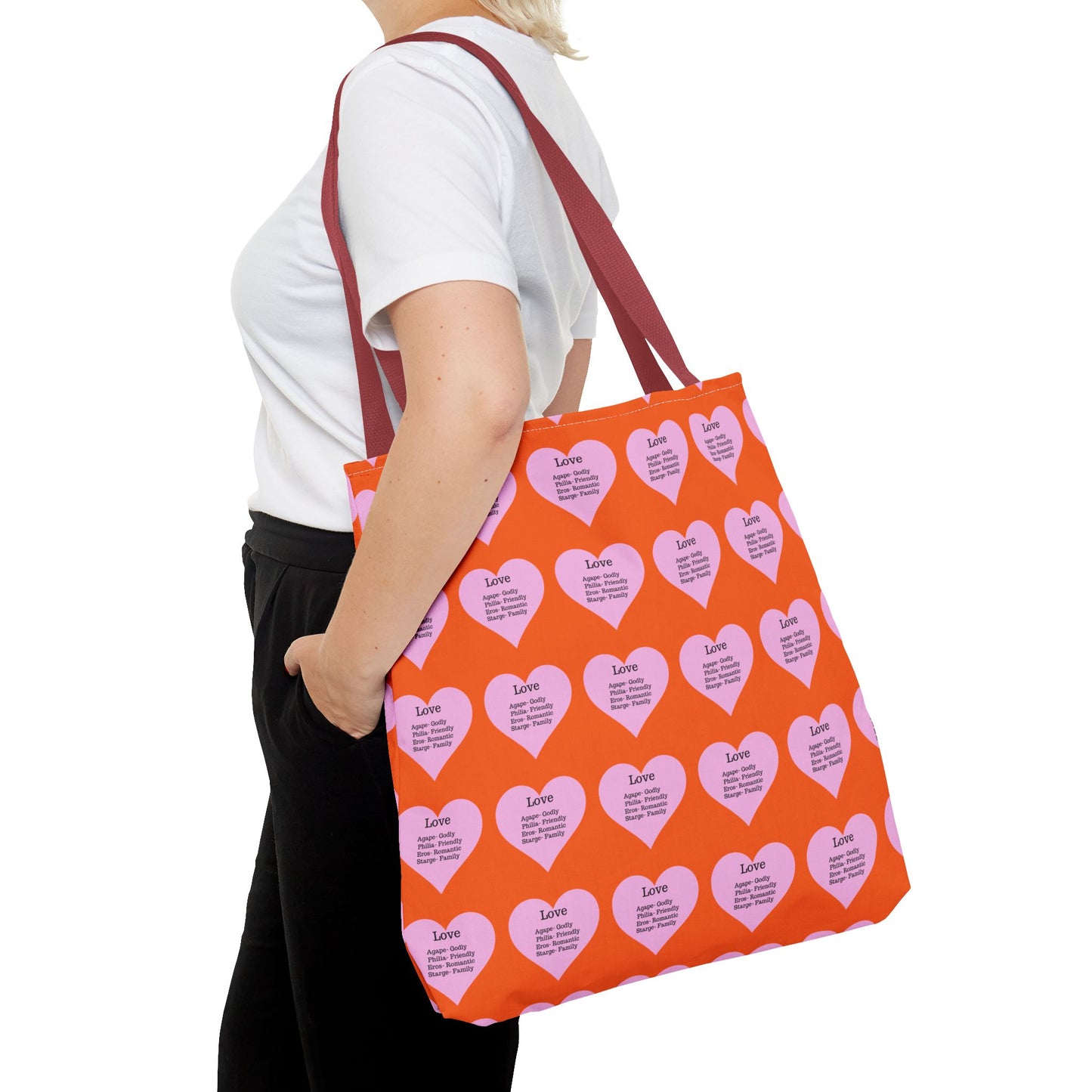Pink Hearts Tote Bag (Orange)