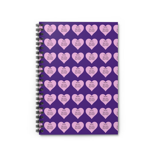 Charming Heart Spiral Notebook Pattern - Ruled Pages (Purple)