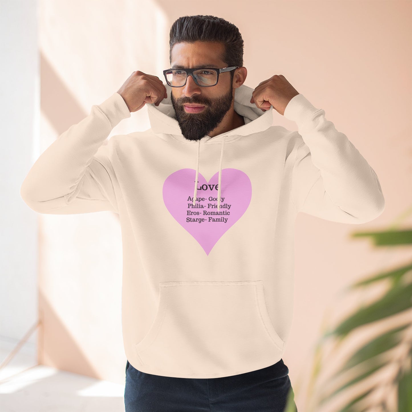 Cozy Heartfelt Love Fleece Hoodie | Soft Three-Panel Everyday Comfort