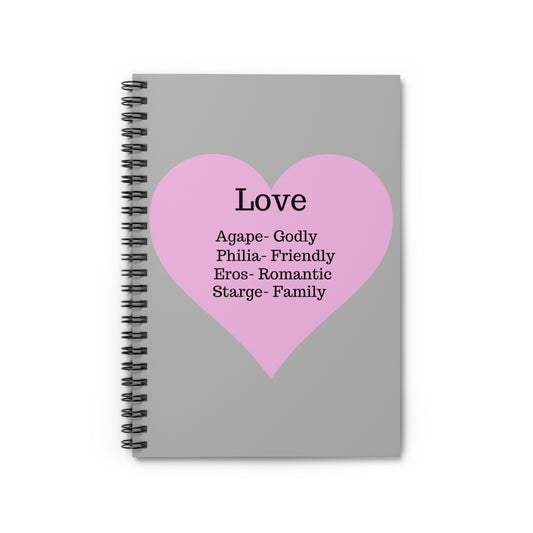 Charming Heart Spiral Notebook - Ruled Pages (Light grey)