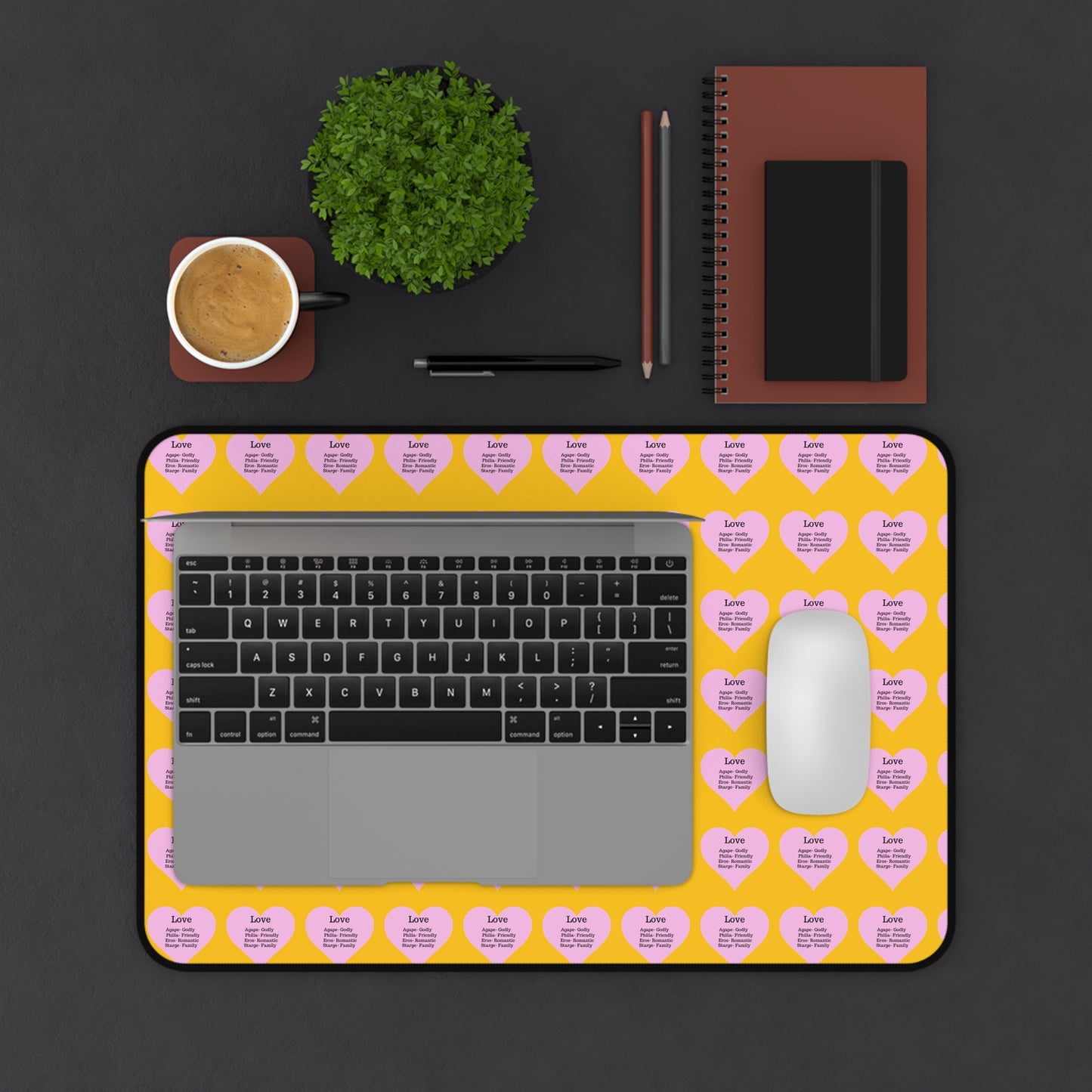 Love Hearts Desk Mat (Yellow)