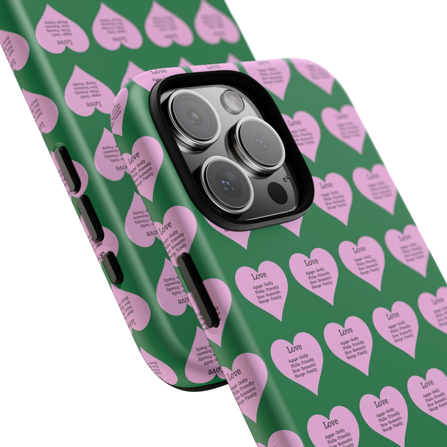 Hearts-A-Flutter Phone Case (iPhone, Google Pixel)(Dark green)