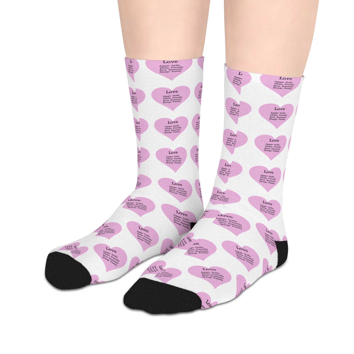 The Love Hearts Mid-Length Socks (White)