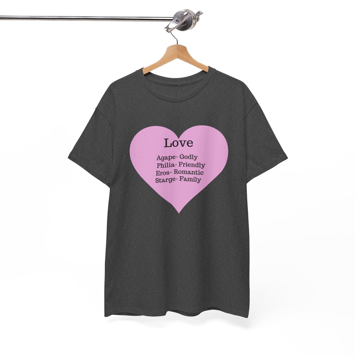 Unisex Love Heart Heavy Cotton T-Shirt - Comfortable Classic Fit Apparel