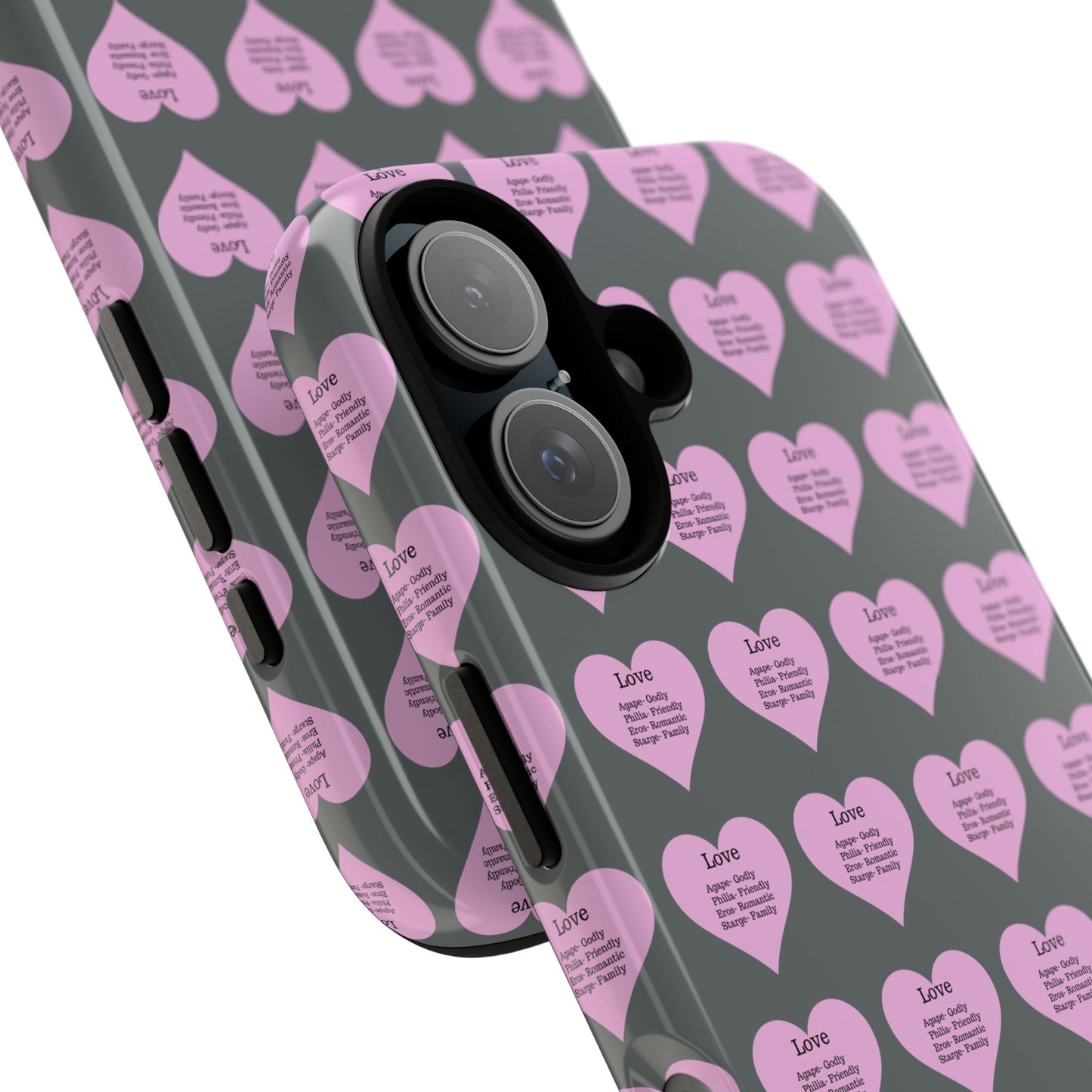 Hearts-A-Flutter Phone Case (iPhone, Google Pixel)(Dark grey)