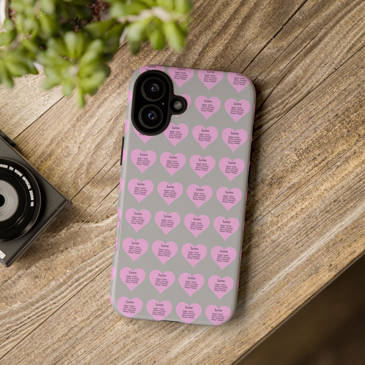 Hearts-A-Flutter Phone Case (iPhone, Google Pixel)(Light grey)
