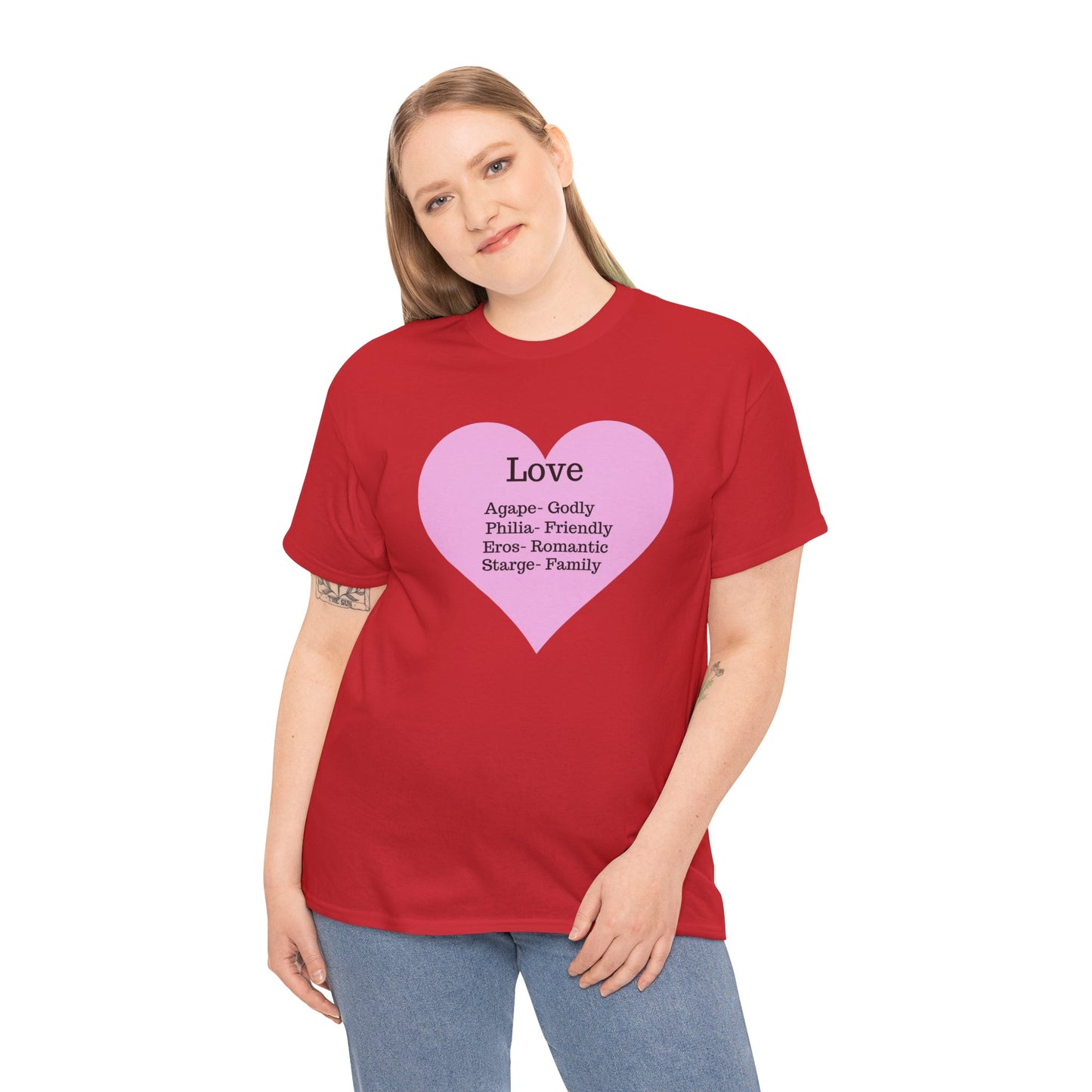 Unisex Love Heart Heavy Cotton T-Shirt - Comfortable Classic Fit Apparel