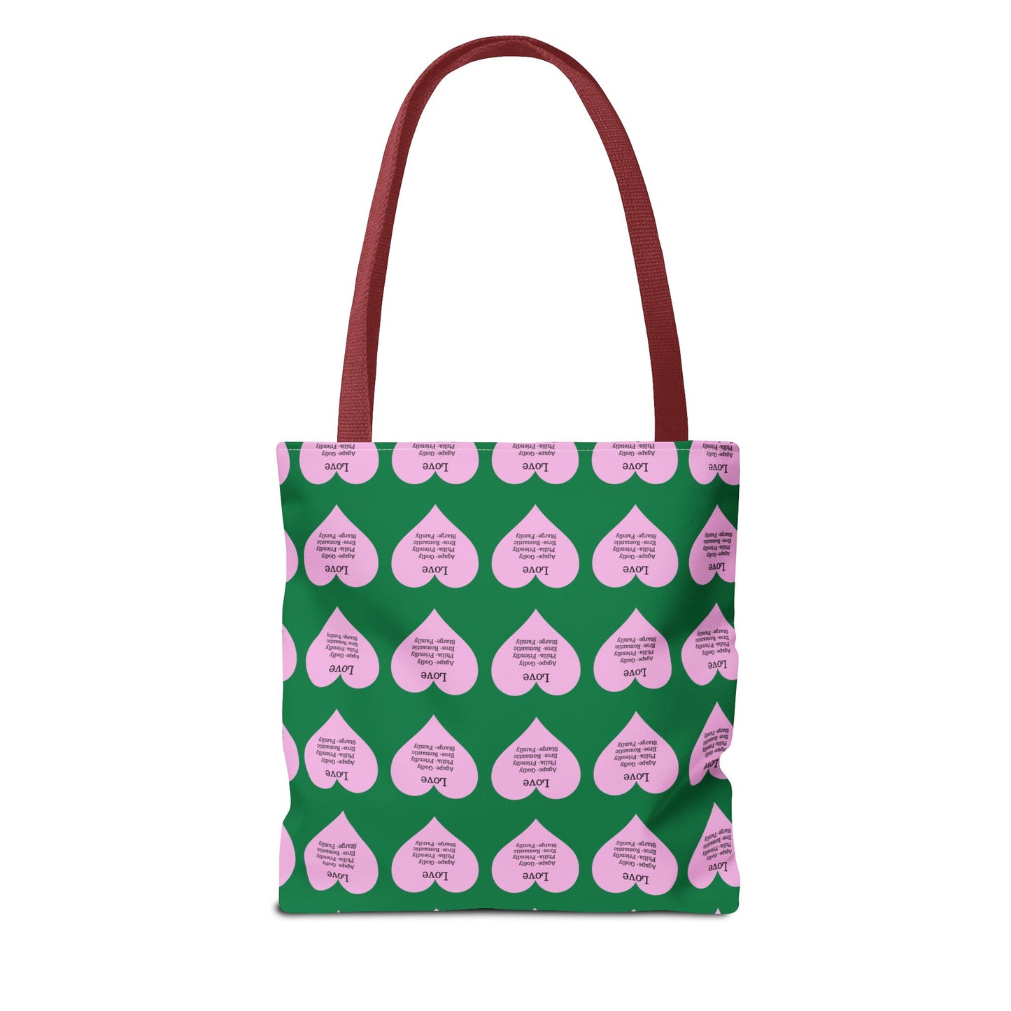 Pink Hearts Tote Bag (Dark green)