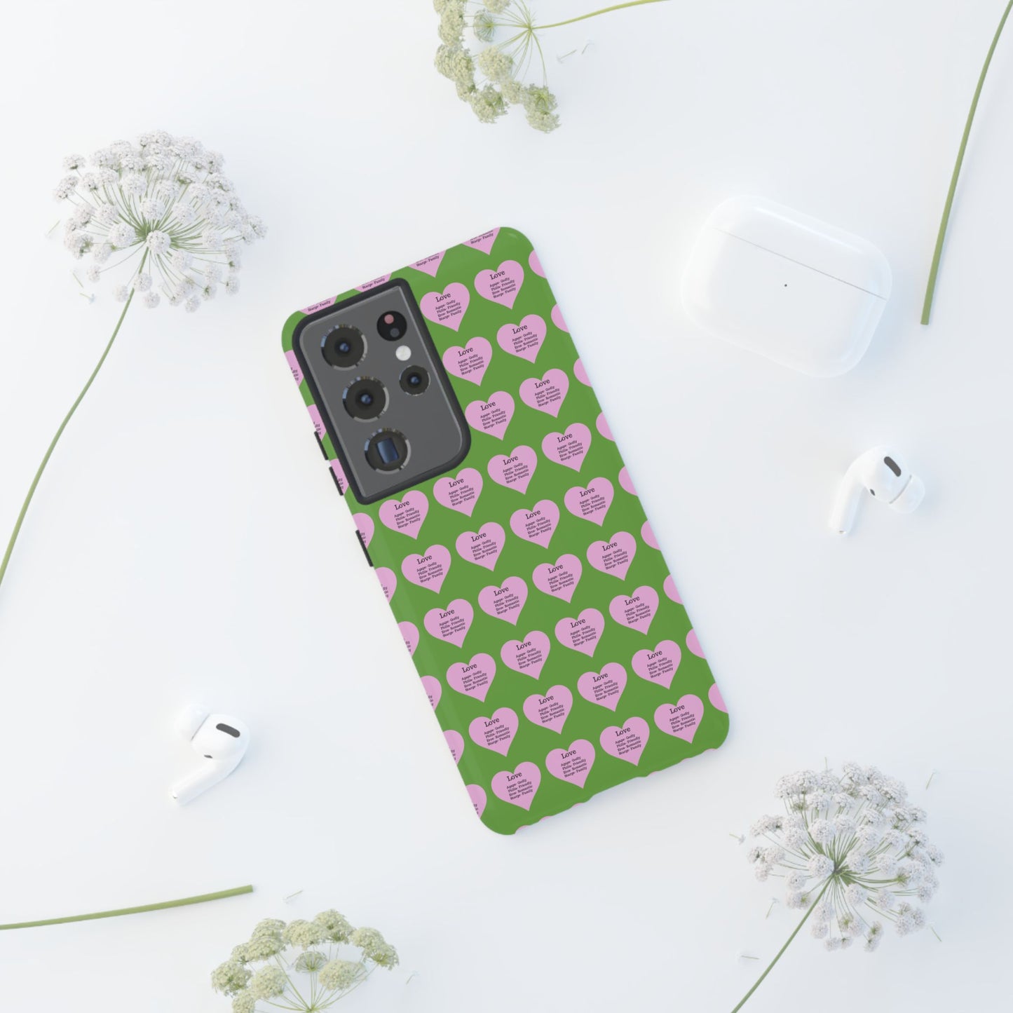 Hearts-A-Flutter Phone Case (Samsung)(Green)