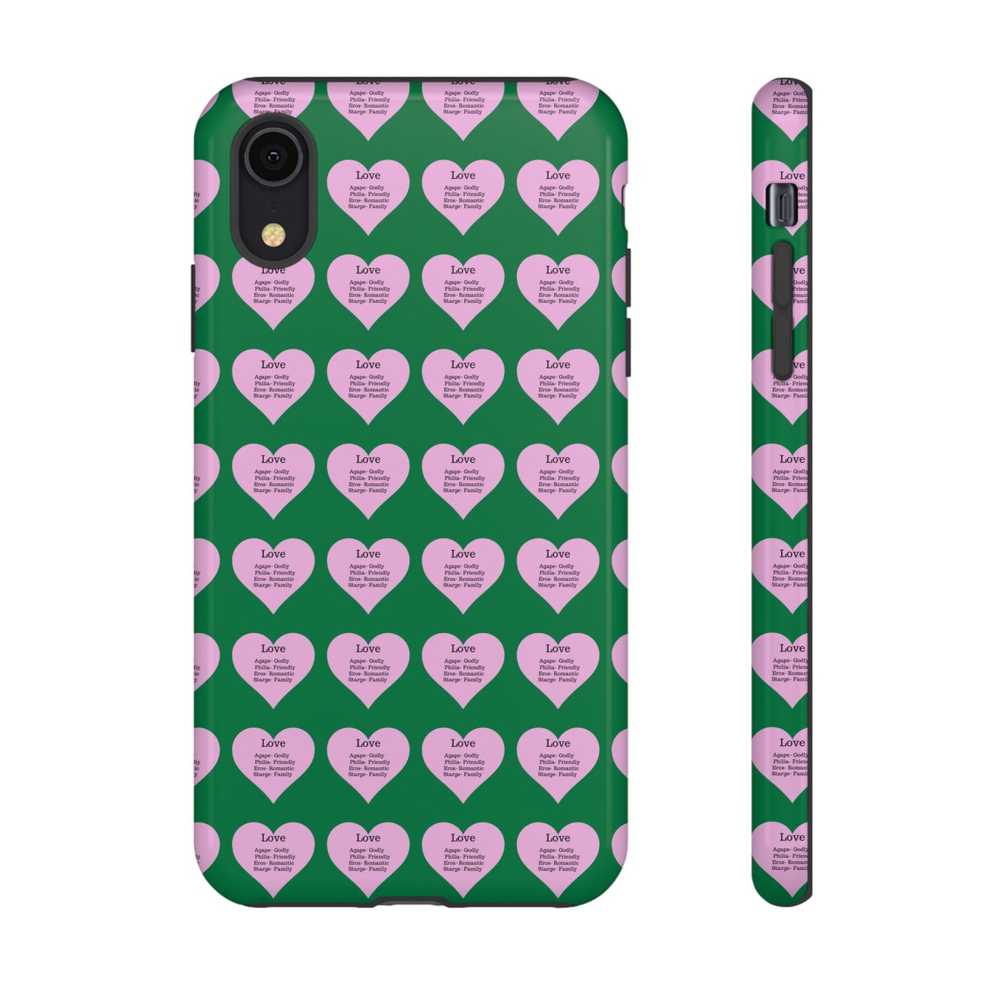 Hearts-A-Flutter Phone Case (iPhone, Google Pixel)(Dark green)