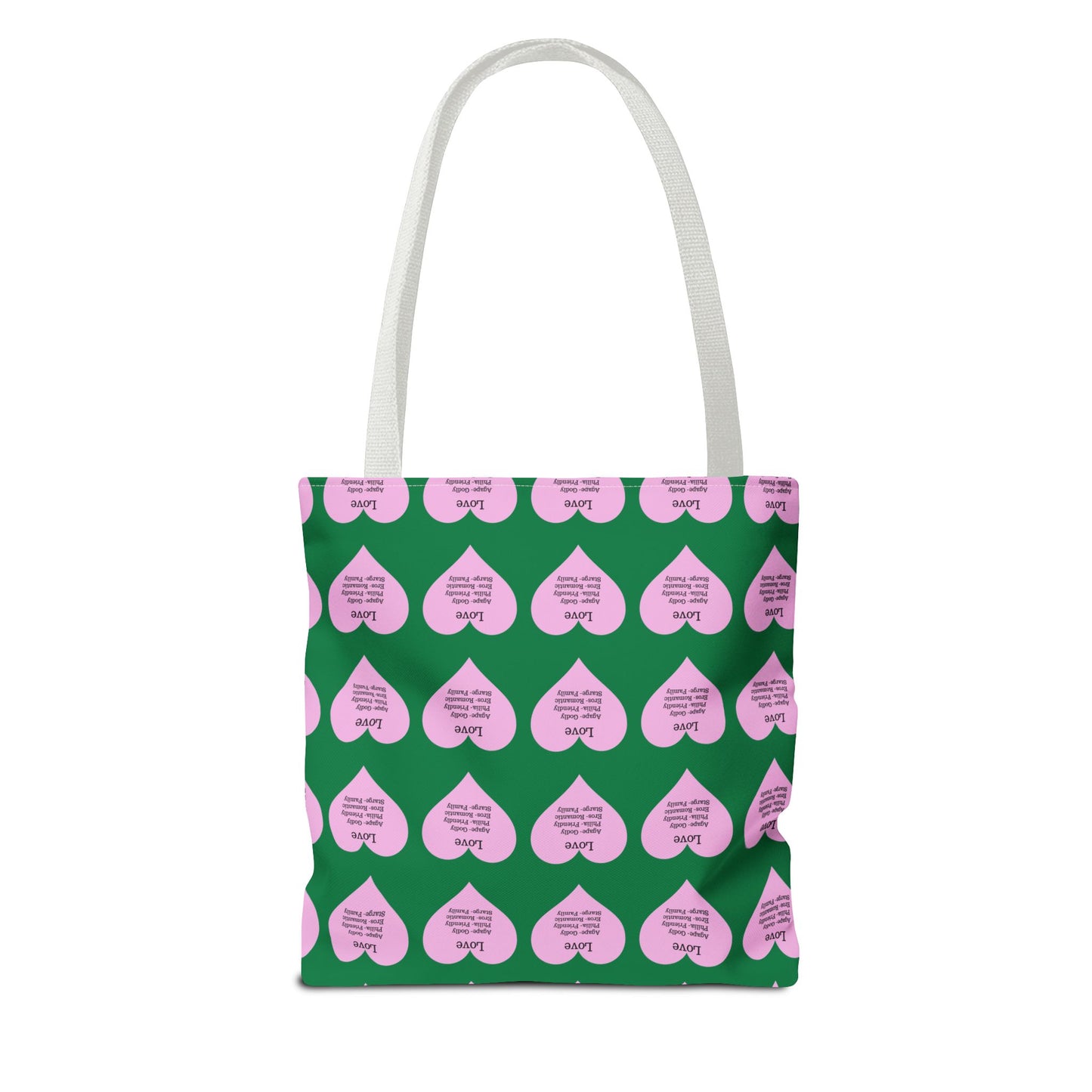 Pink Hearts Tote Bag (Dark green)